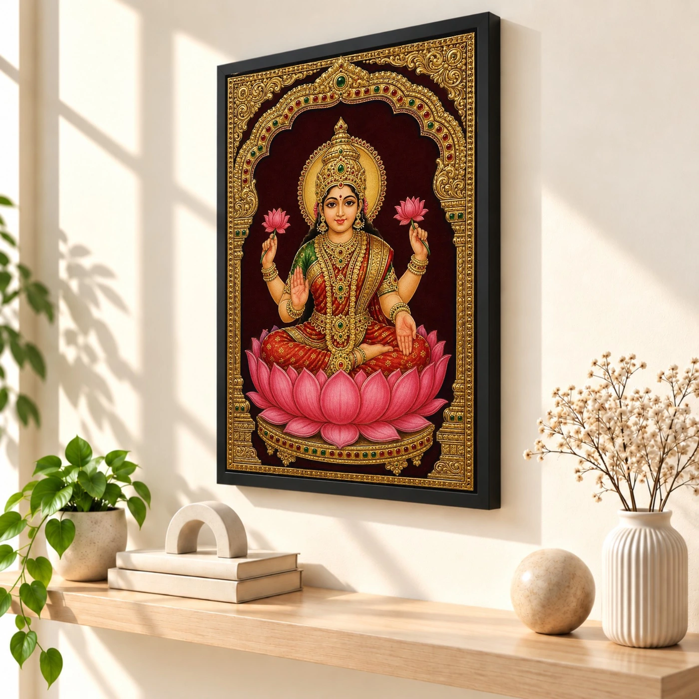 Lakshmi — Tanjore Gold Leaf Traditional Art Frame, view 2