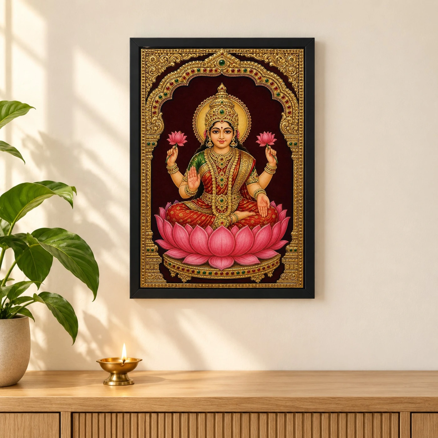Lakshmi — Tanjore Gold Leaf Traditional Art Frame, view 3