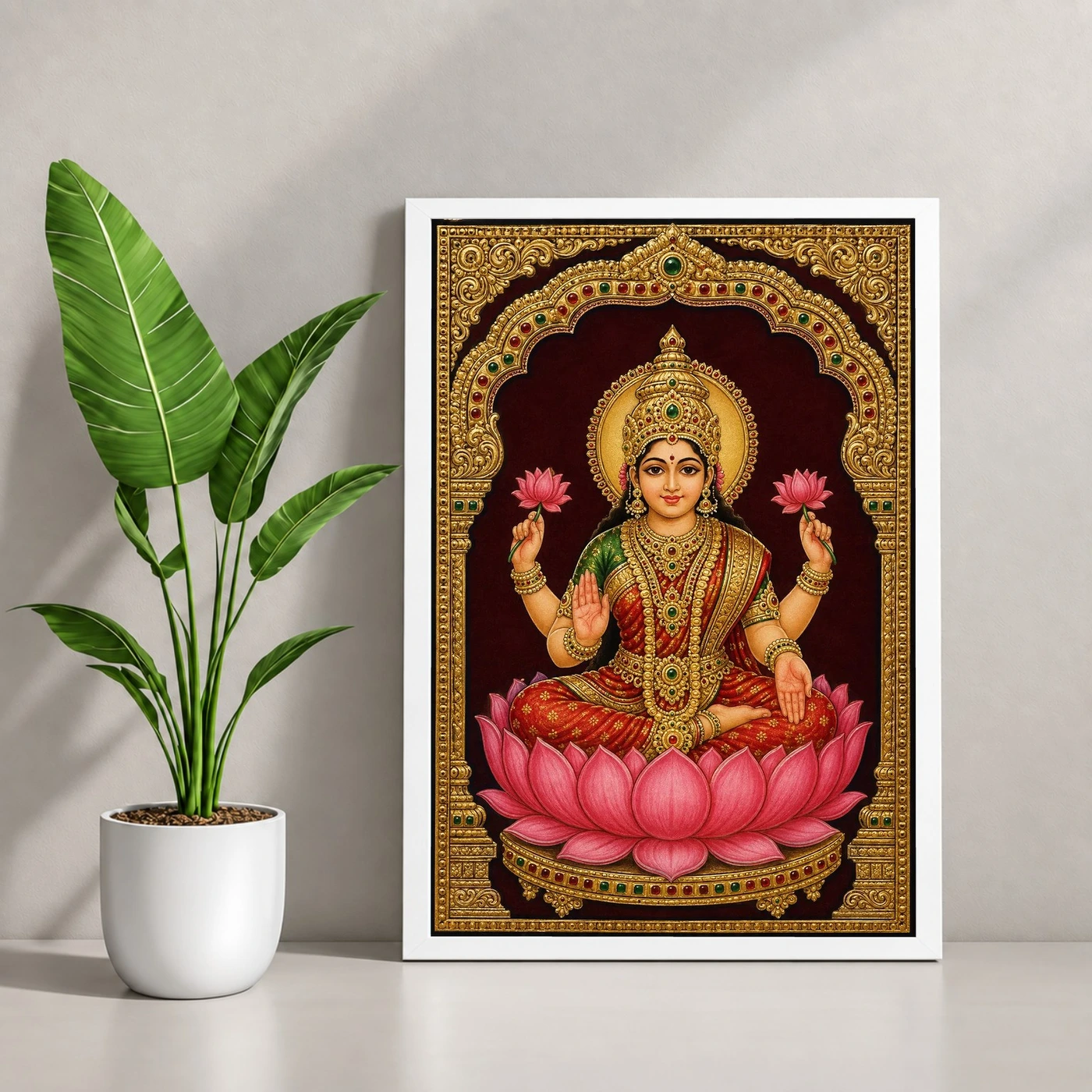 Lakshmi — Tanjore Gold Leaf Traditional Art Frame, view 4