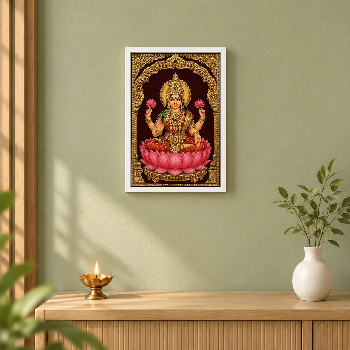 Lakshmi — Tanjore Gold Leaf Traditional Art Frame, view 6