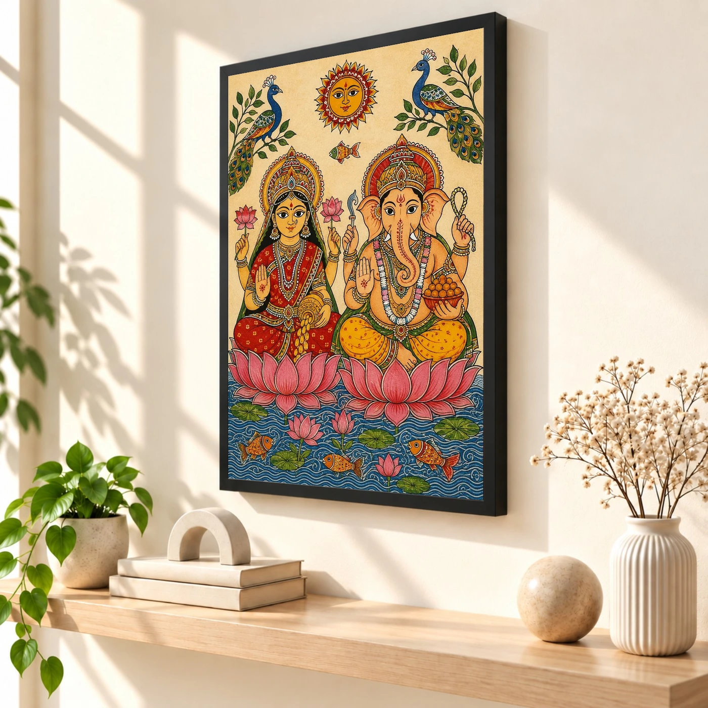Laxmi Ganesh — Madhubani Folk Art Frame, view 2