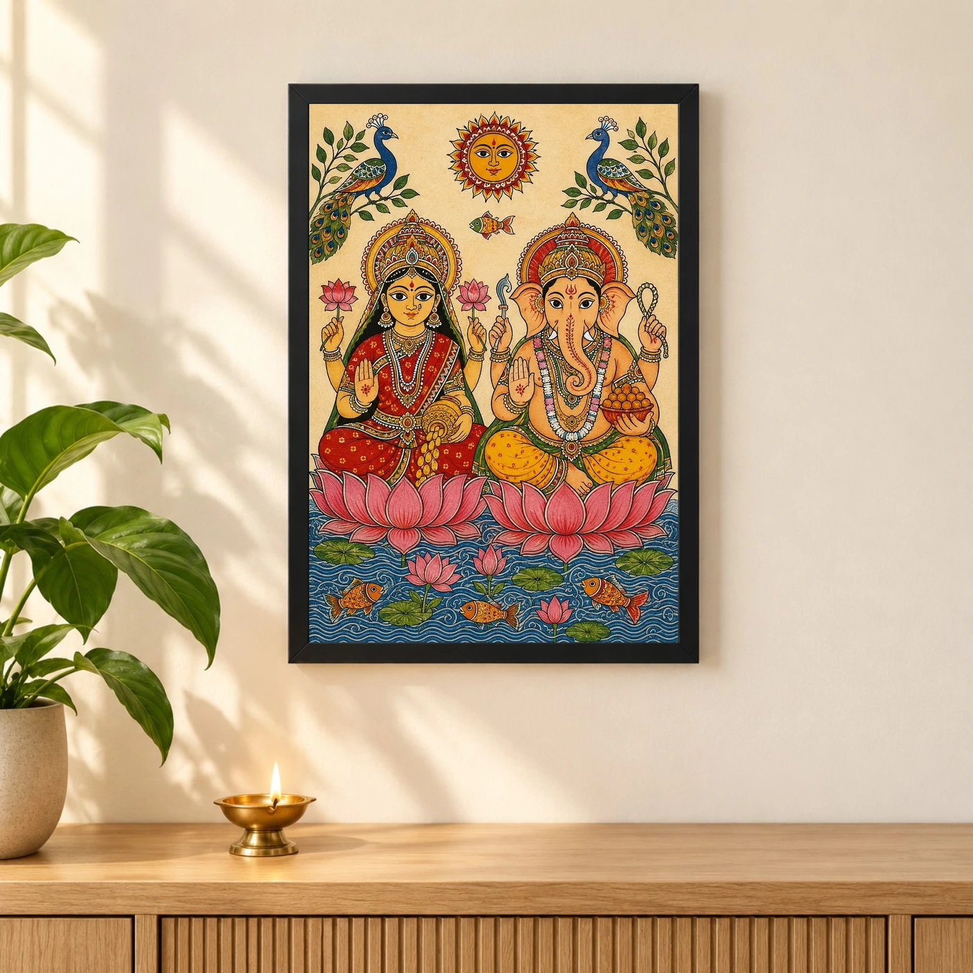 Laxmi Ganesh — Madhubani Folk Art Frame, view 3