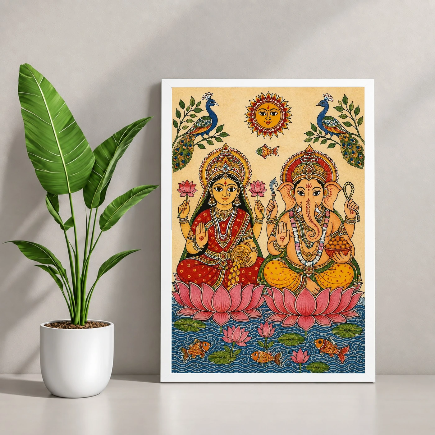 Laxmi Ganesh — Madhubani Folk Art Frame, view 4
