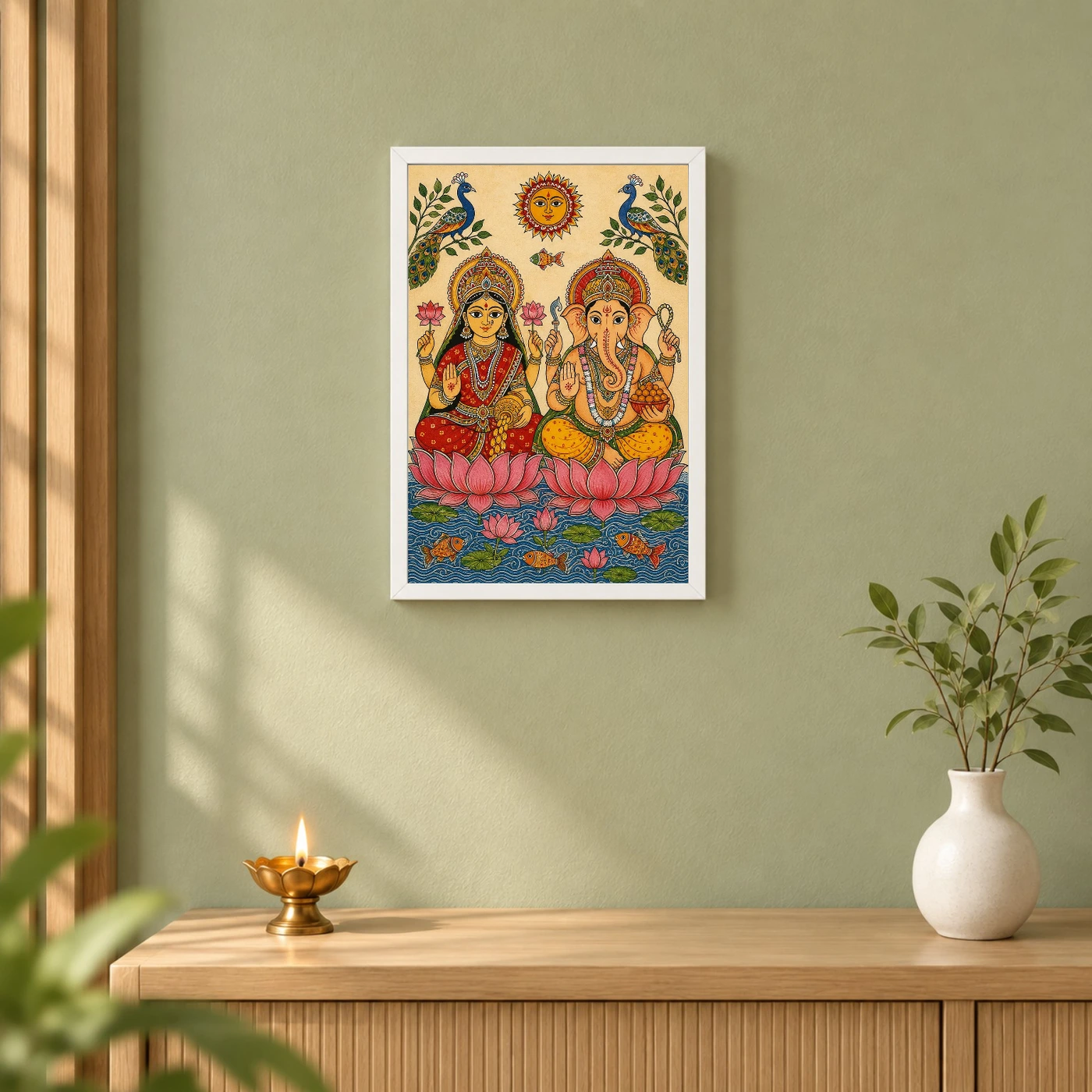 Laxmi Ganesh — Madhubani Folk Art Frame, view 6