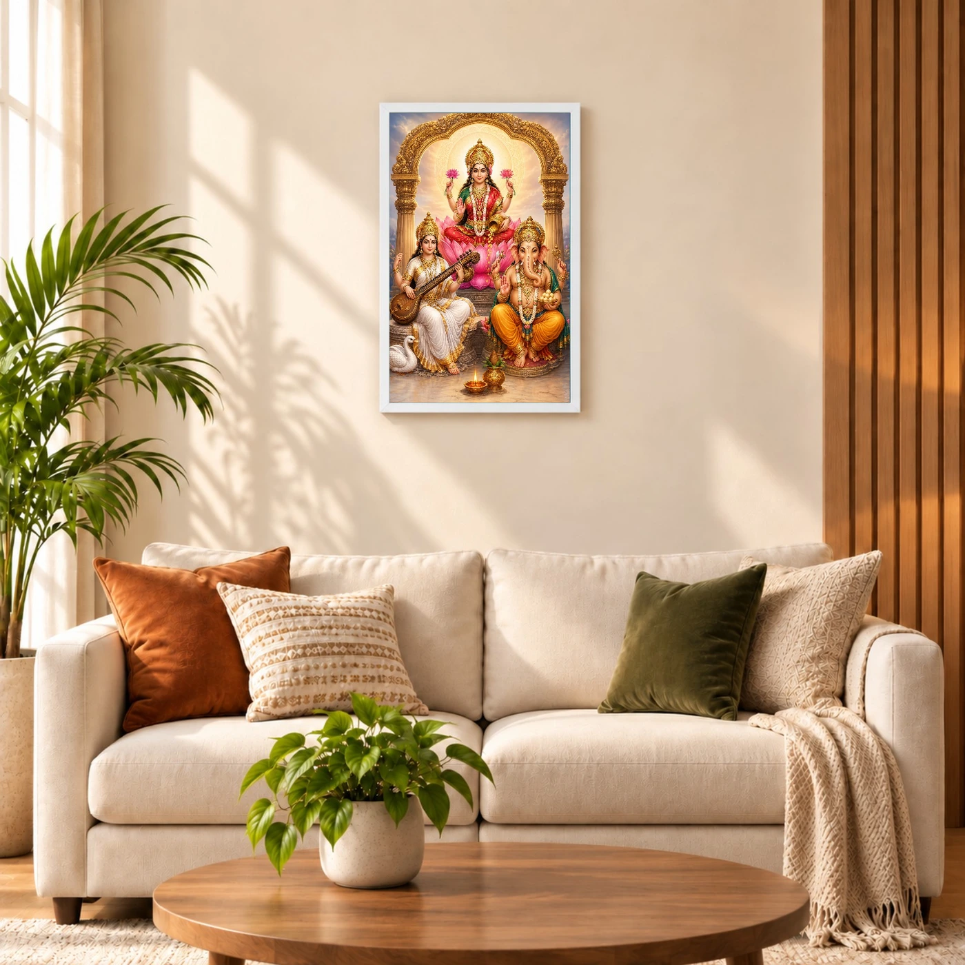 Laxmi Ganesh Saraswati — Tridevi Blessings Frame, view 9