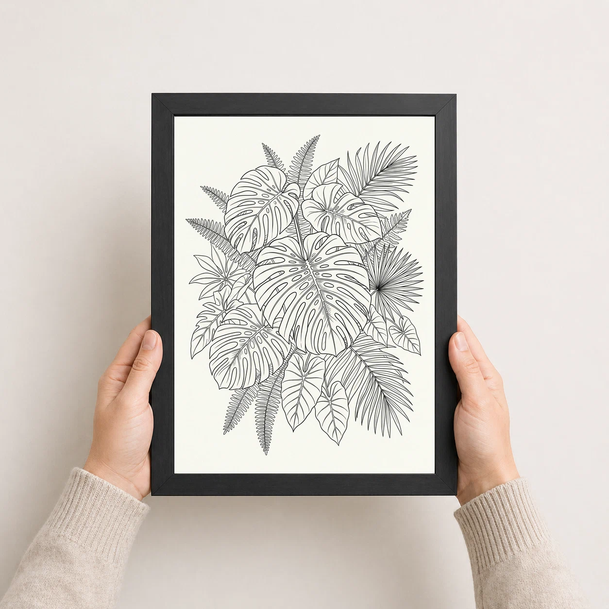 Line Art Botanical Jungle Monstera Tropical Interior Art Photo Frame, view 4