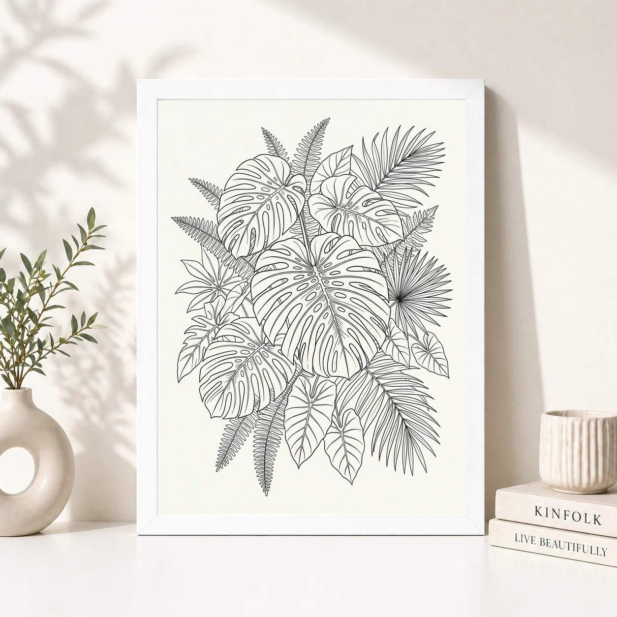 Line Art Botanical Jungle Monstera Tropical Interior Art Photo Frame, view 5