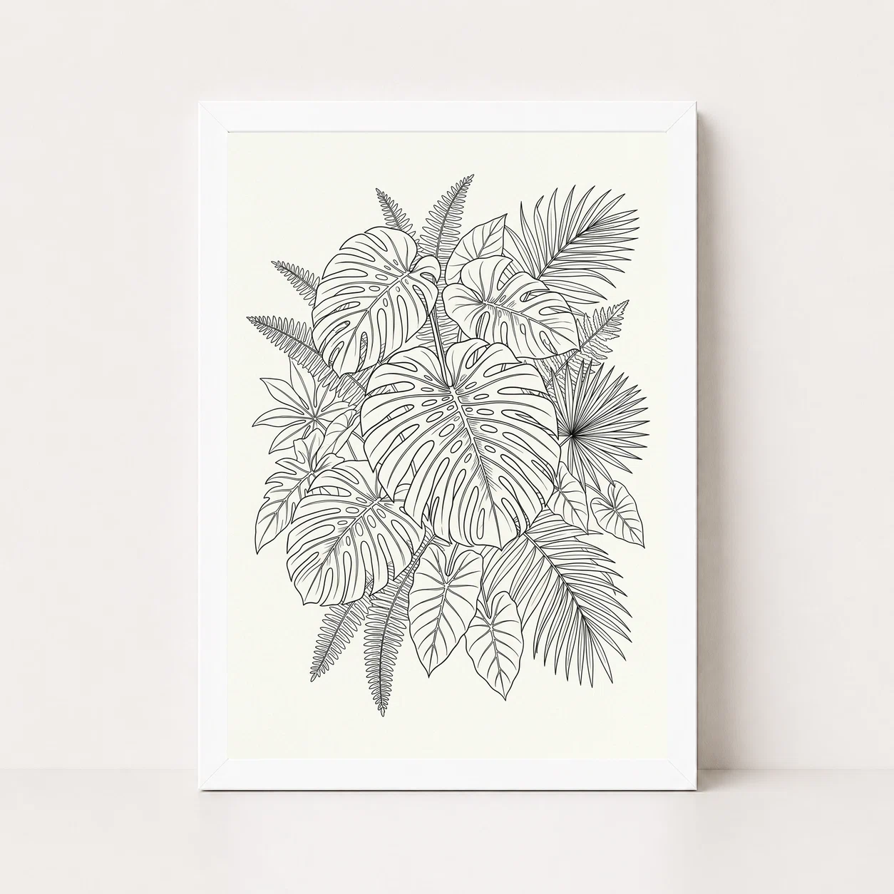 Line Art Botanical Jungle Monstera Tropical Interior Art Photo Frame, view 6