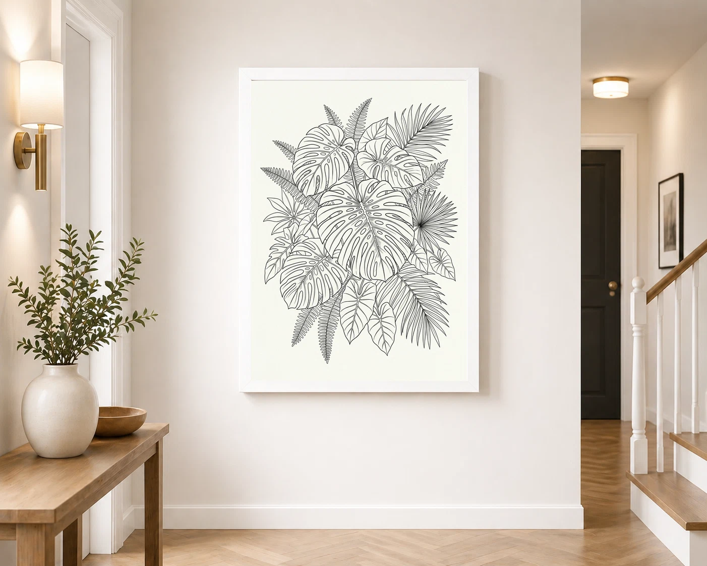 Line Art Botanical Jungle Monstera Tropical Interior Art Photo Frame, view 7
