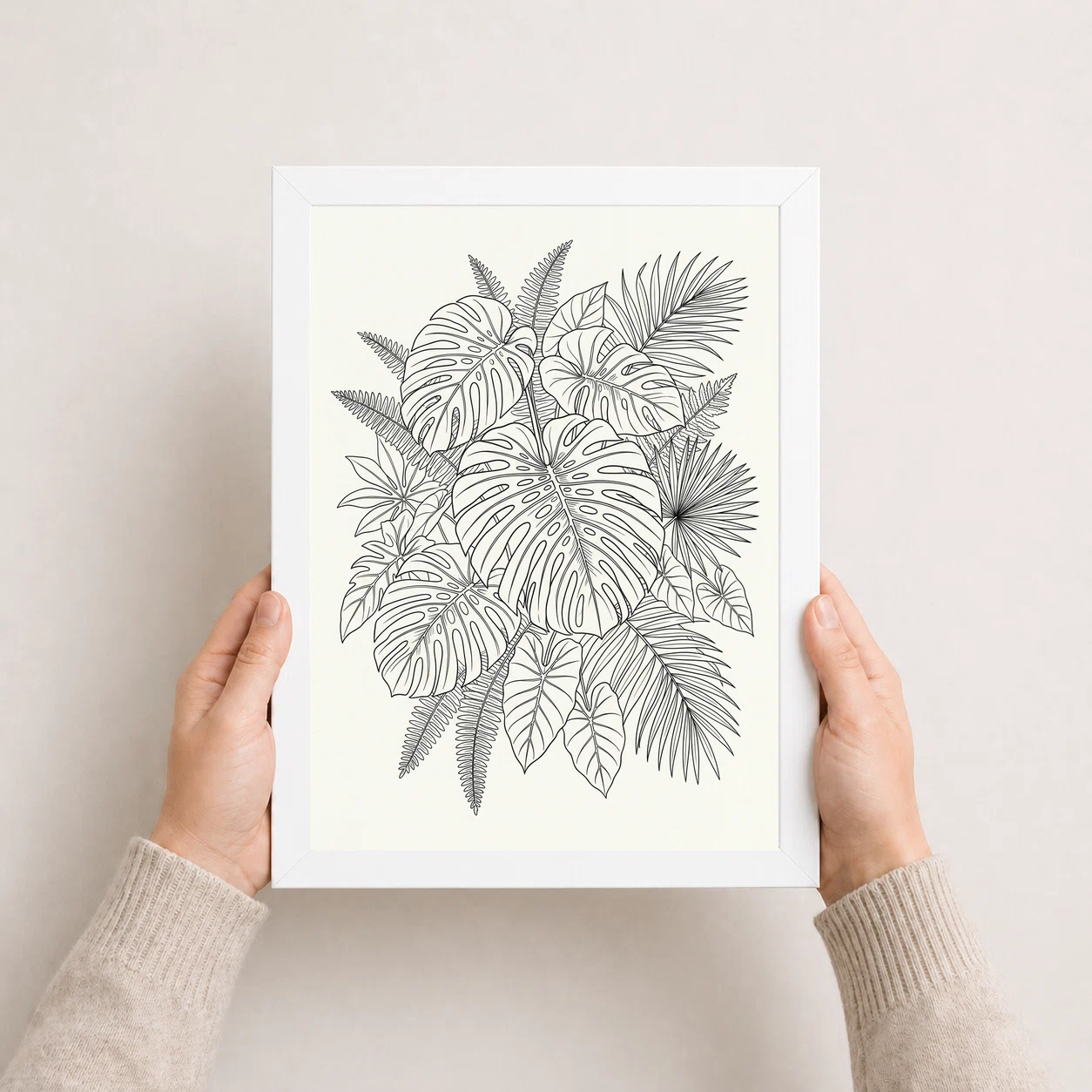 Line Art Botanical Jungle Monstera Tropical Interior Art Photo Frame, view 8