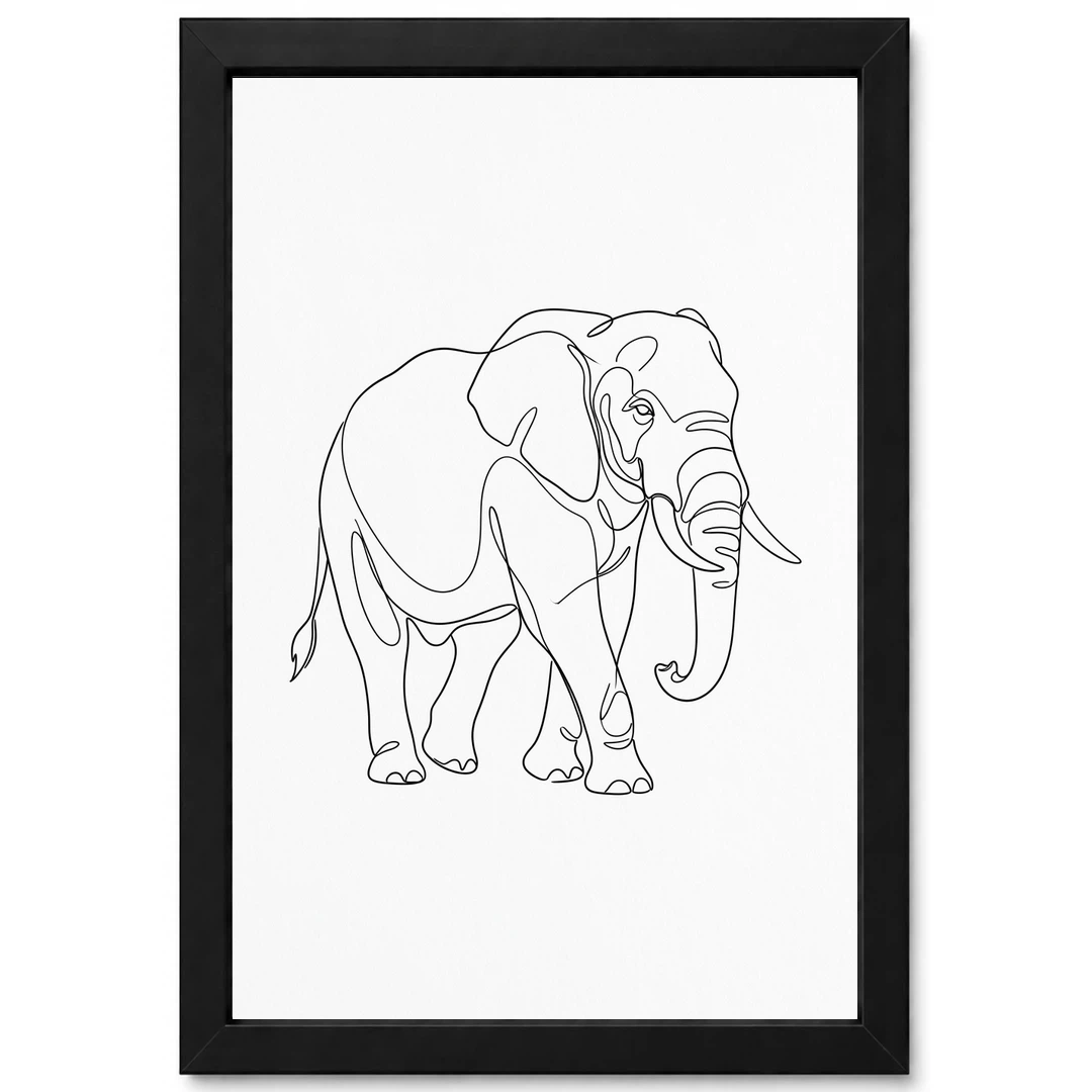 Line Art Bull Elephant Single Continuous Line Modern Art Photo Frame