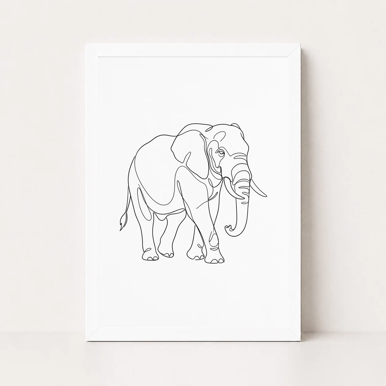 Line Art Bull Elephant Single Continuous Line Modern Art Photo Frame, view 3
