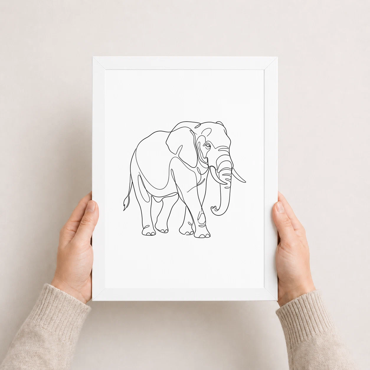 Line Art Bull Elephant Single Continuous Line Modern Art Photo Frame, view 5