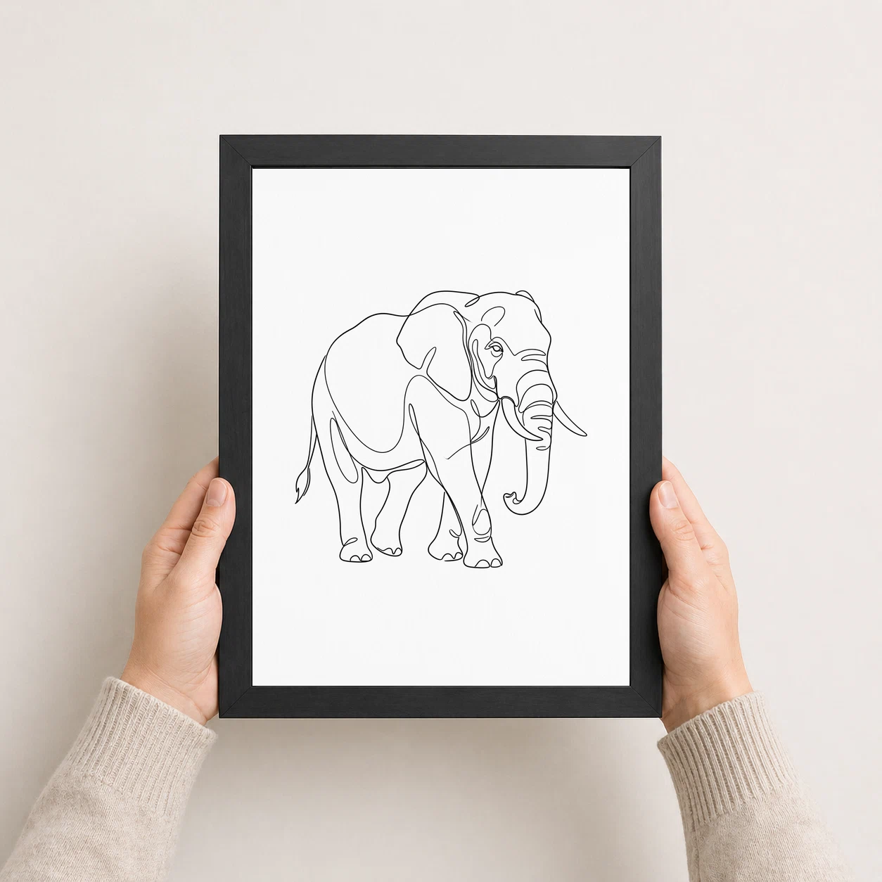 Line Art Bull Elephant Single Continuous Line Modern Art Photo Frame, view 8