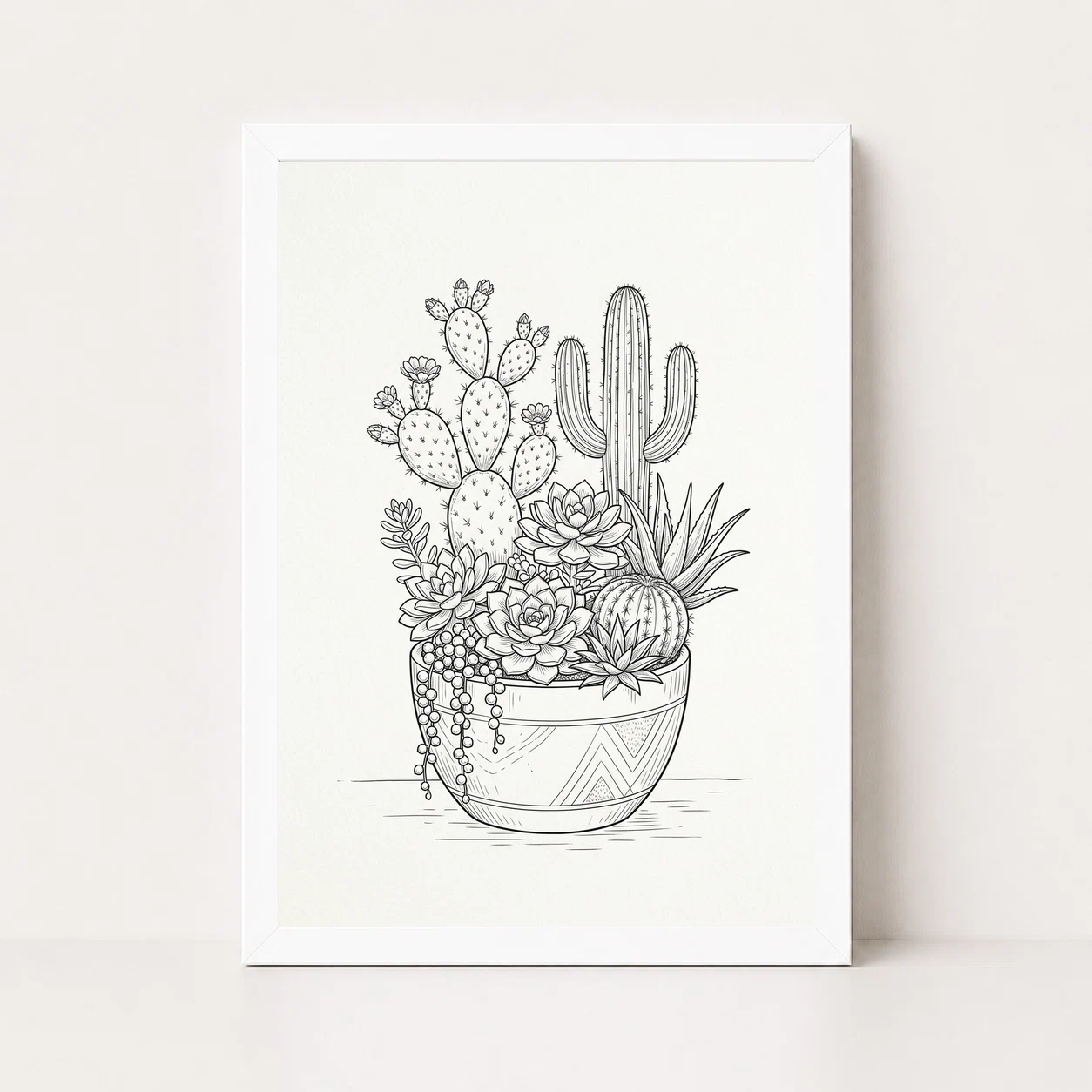 Line Art Cactus Succulent Trendy Botanical Fine Lines Art Photo Frame, view 6
