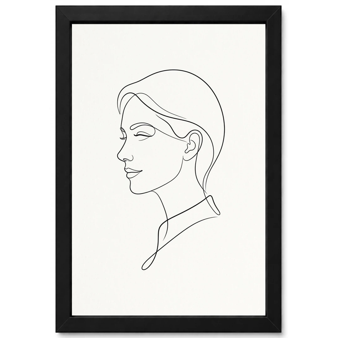 Line Art Continuous One Line Woman Portrait Minimalist Art Photo Frame