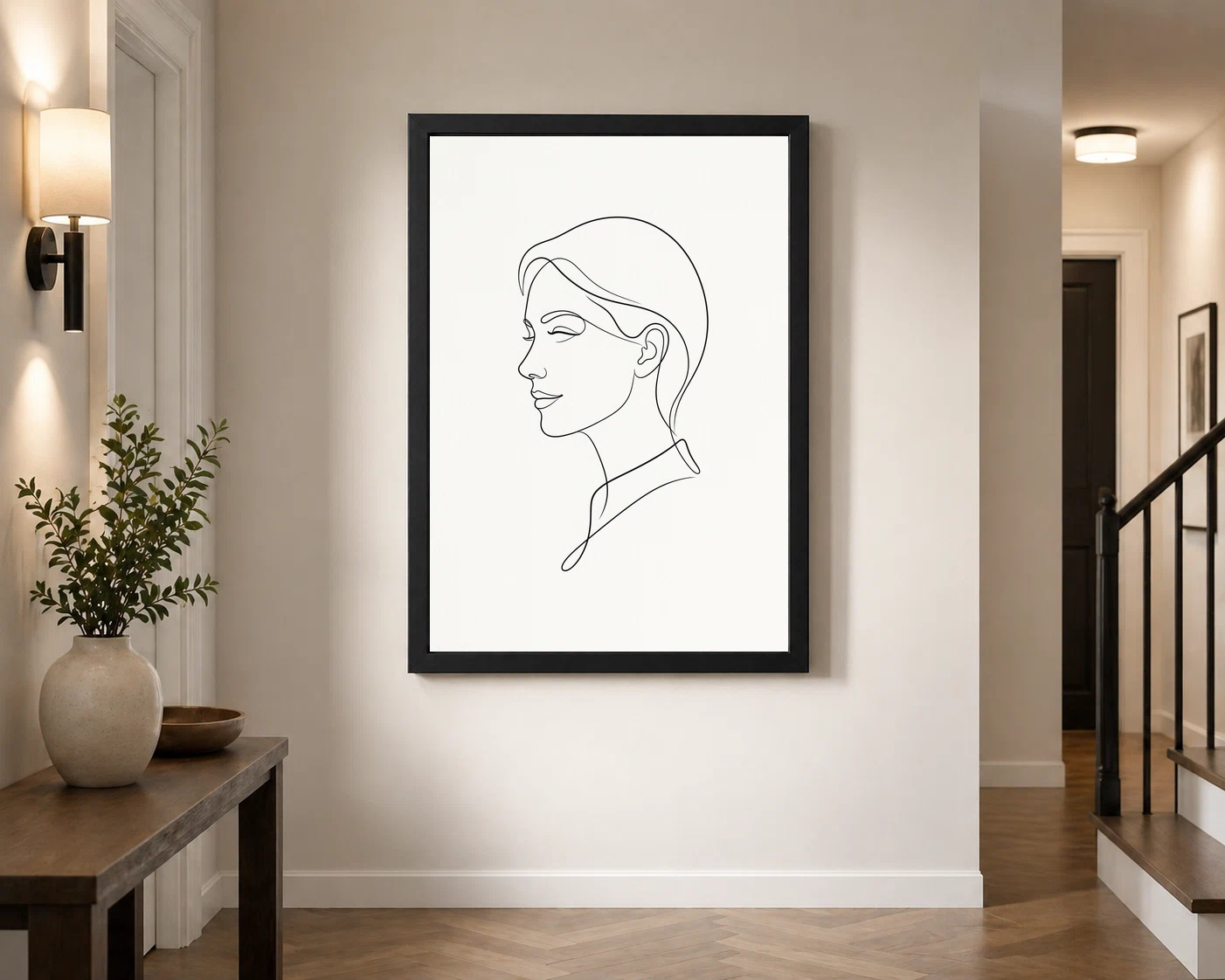 Line Art Continuous One Line Woman Portrait Minimalist Art Photo Frame, view 3