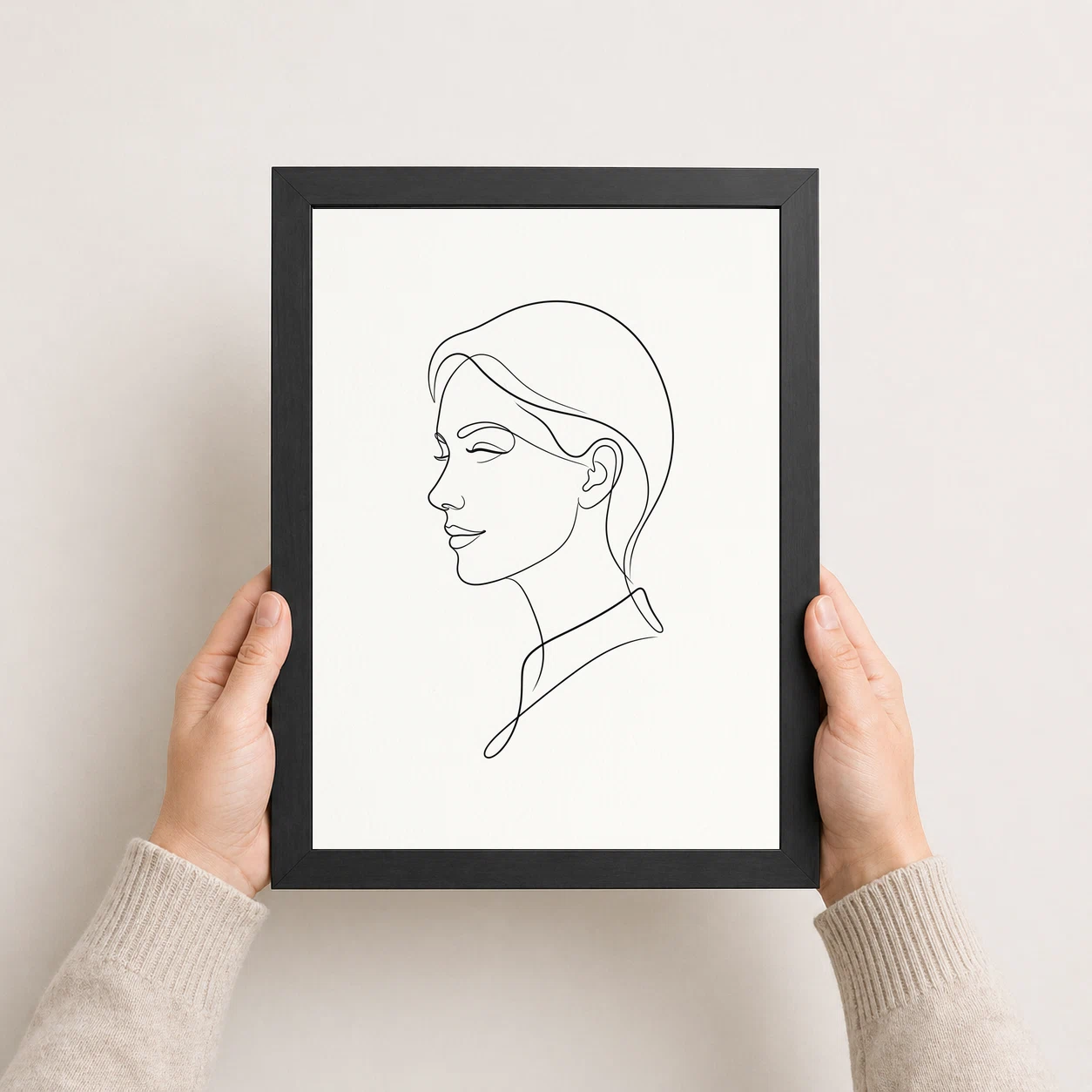 Line Art Continuous One Line Woman Portrait Minimalist Art Photo Frame, view 4