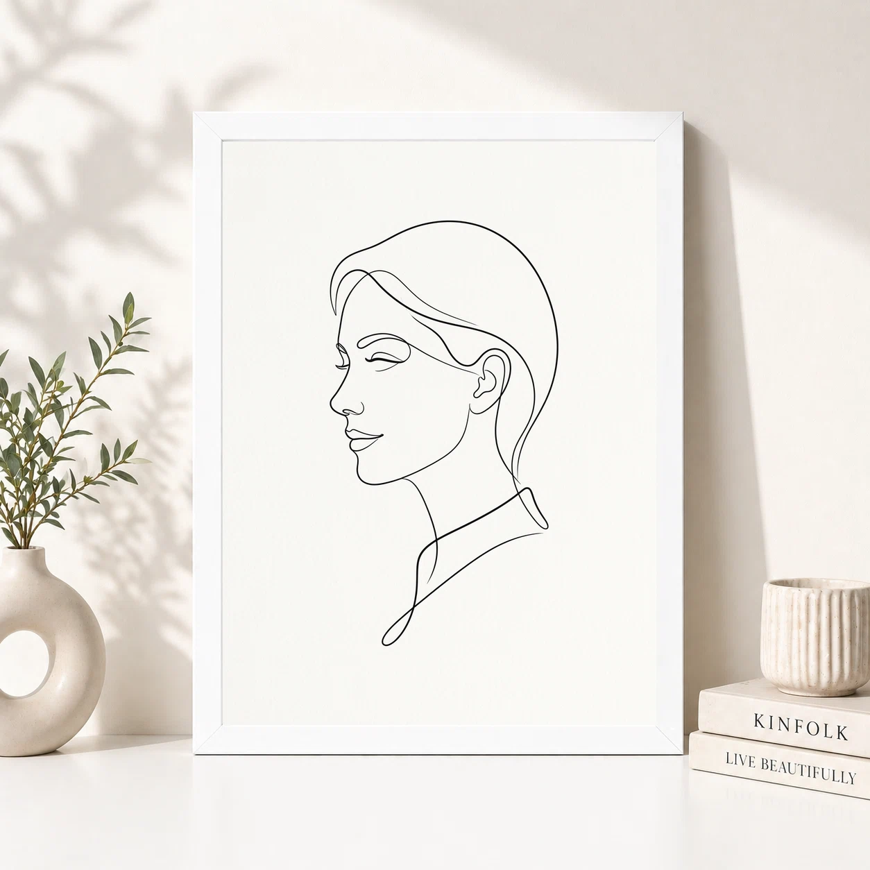 Line Art Continuous One Line Woman Portrait Minimalist Art Photo Frame, view 5