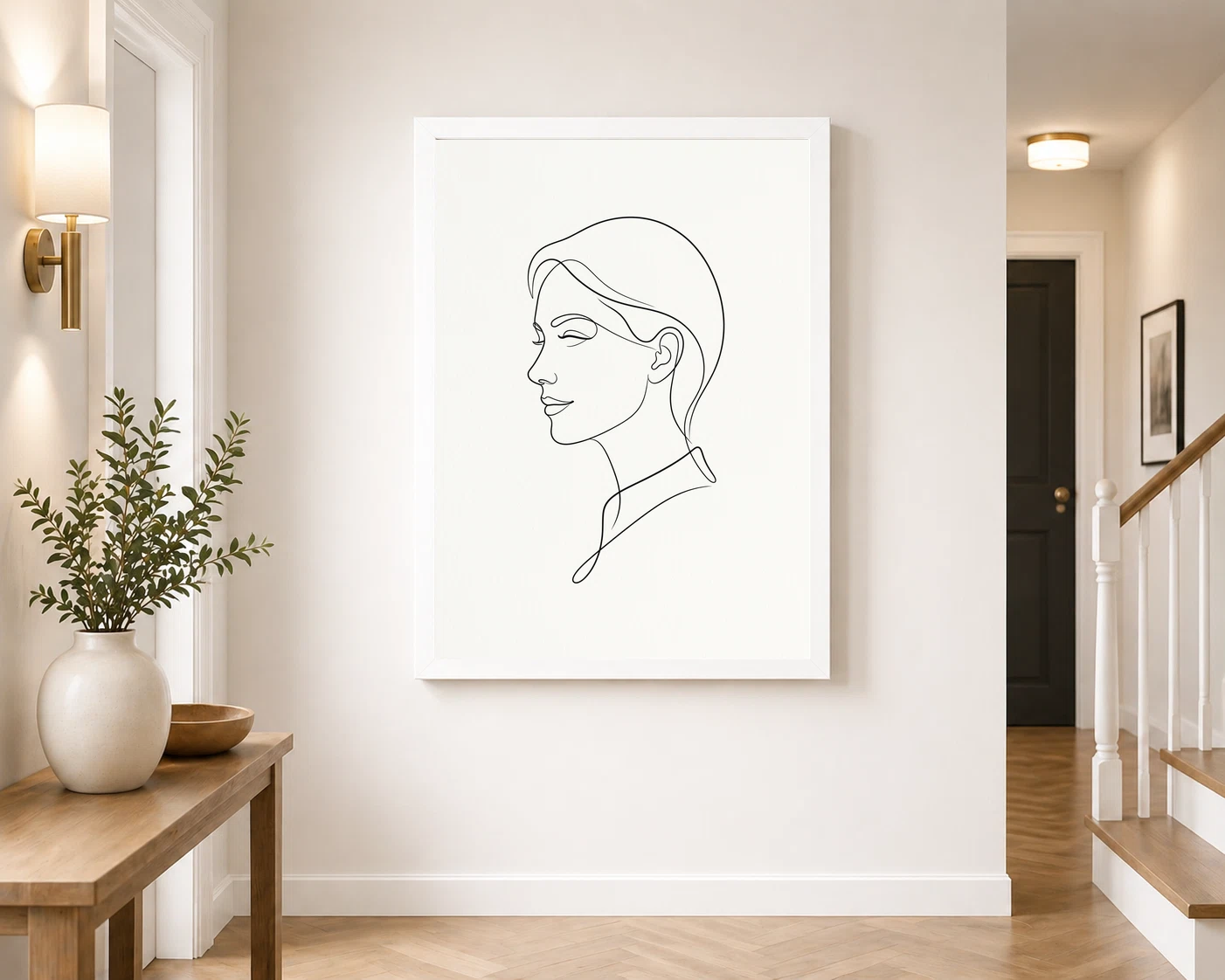 Line Art Continuous One Line Woman Portrait Minimalist Art Photo Frame, view 7