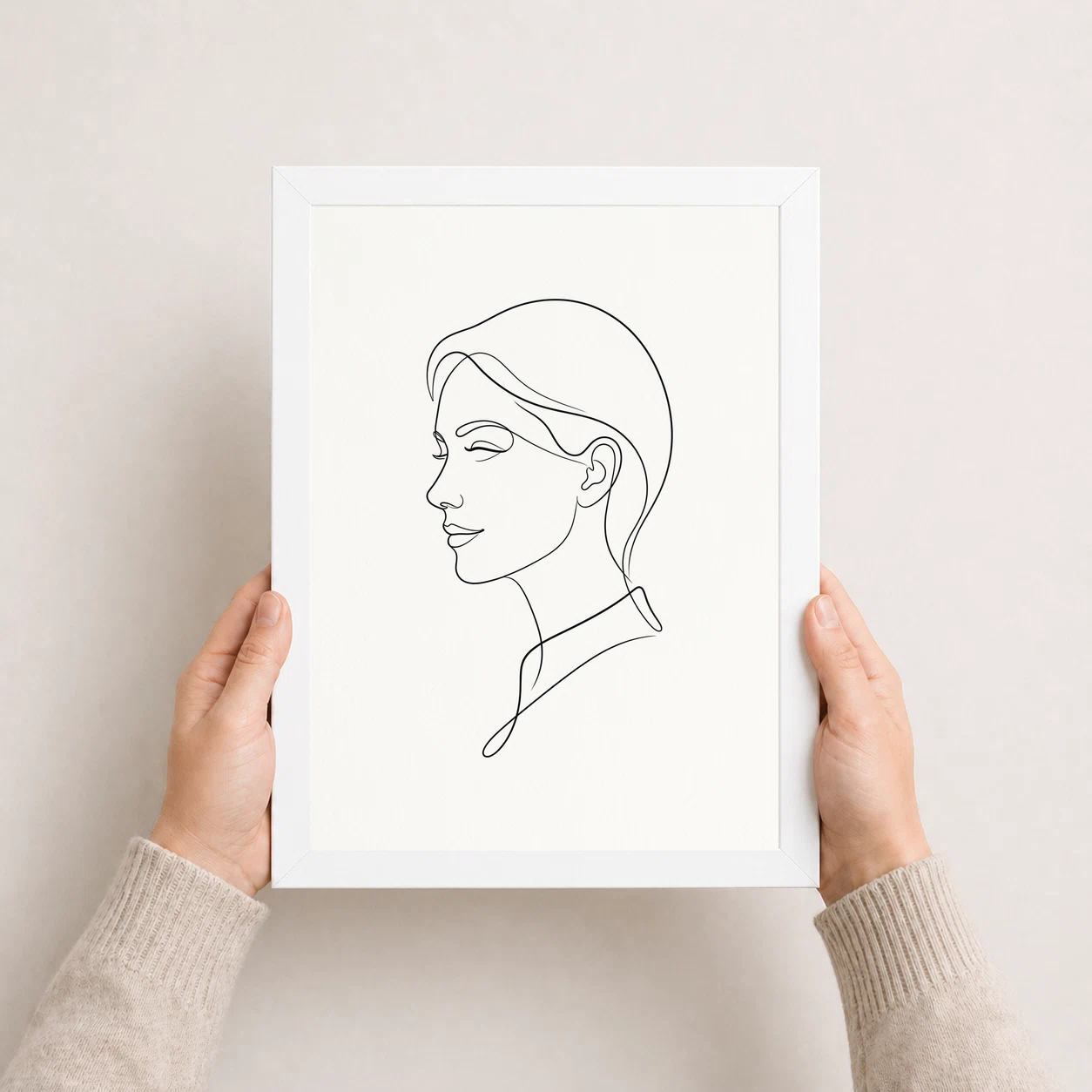 Line Art Continuous One Line Woman Portrait Minimalist Art Photo Frame, view 8