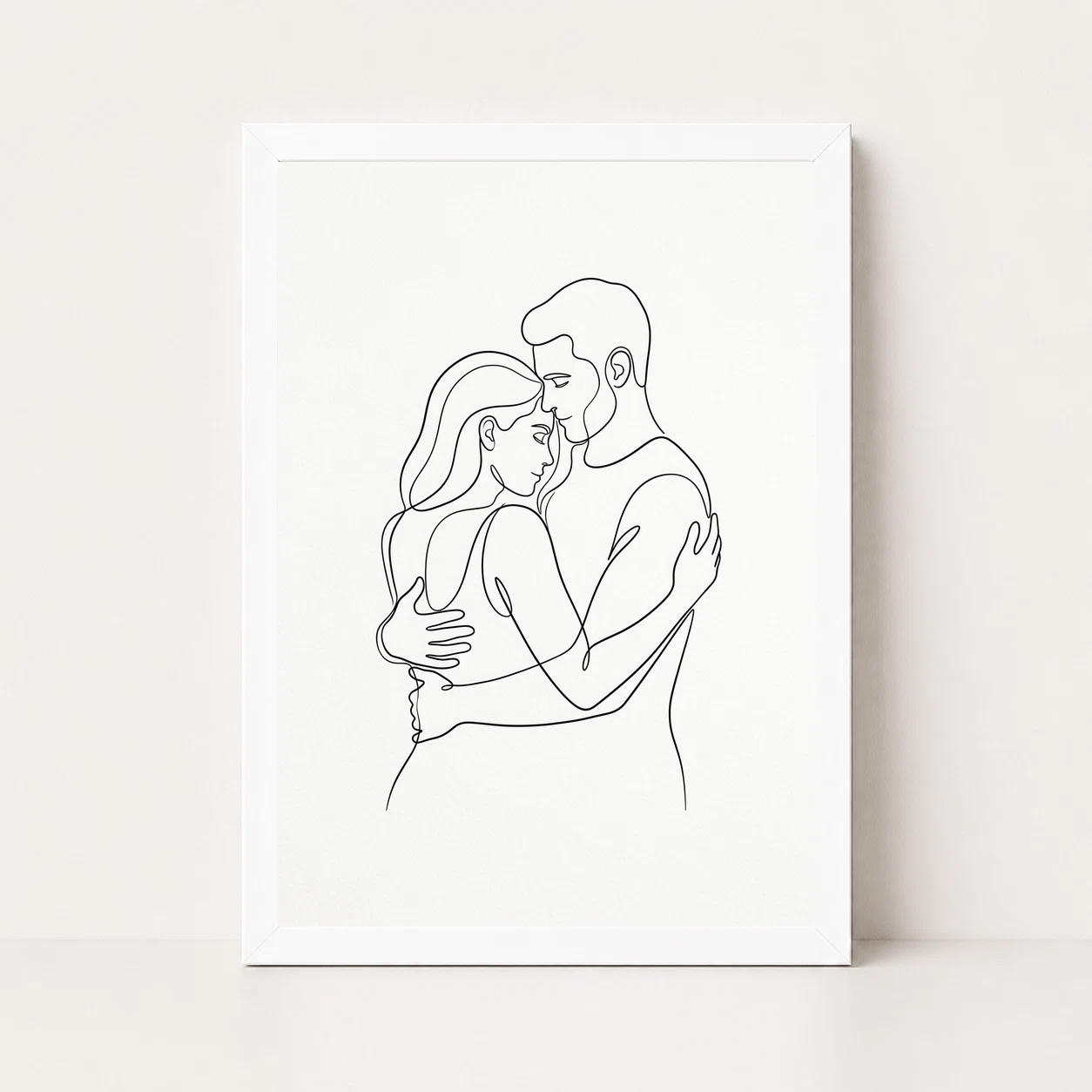 Line Art Couple Romantic Embrace Single Line Love Art Photo Frame, view 3