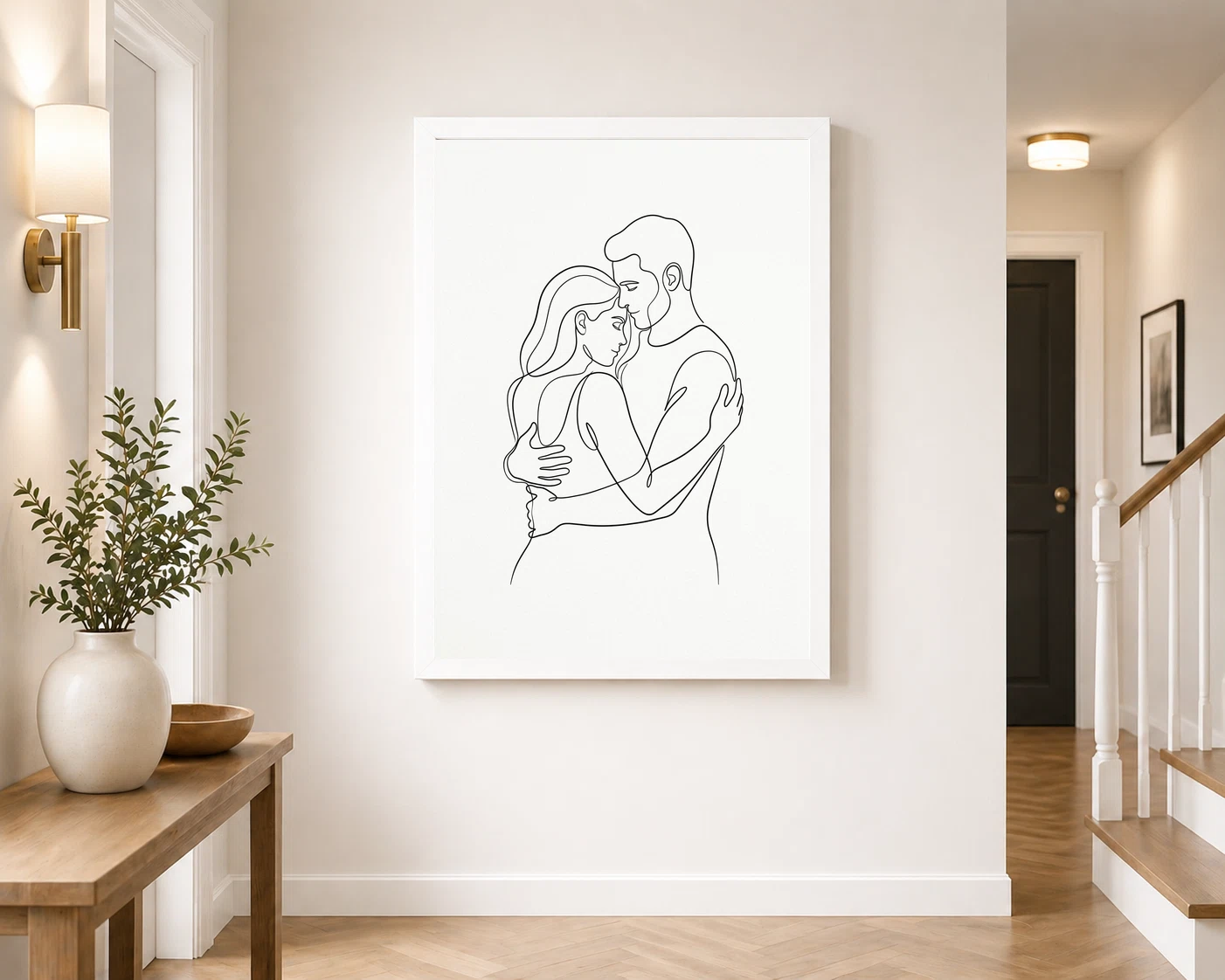 Line Art Couple Romantic Embrace Single Line Love Art Photo Frame, view 4