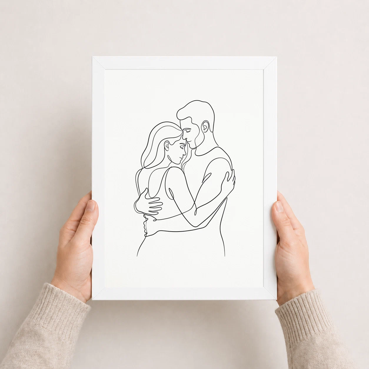 Line Art Couple Romantic Embrace Single Line Love Art Photo Frame, view 5