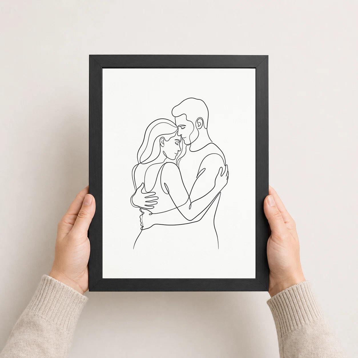 Line Art Couple Romantic Embrace Single Line Love Art Photo Frame, view 8