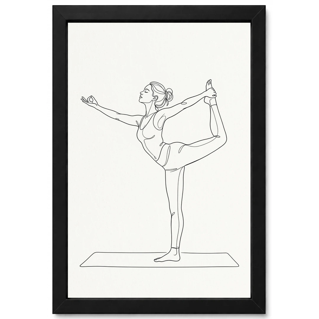 Line Art Yoga Pose Woman Graceful Asana Spiritual Art Photo Frame