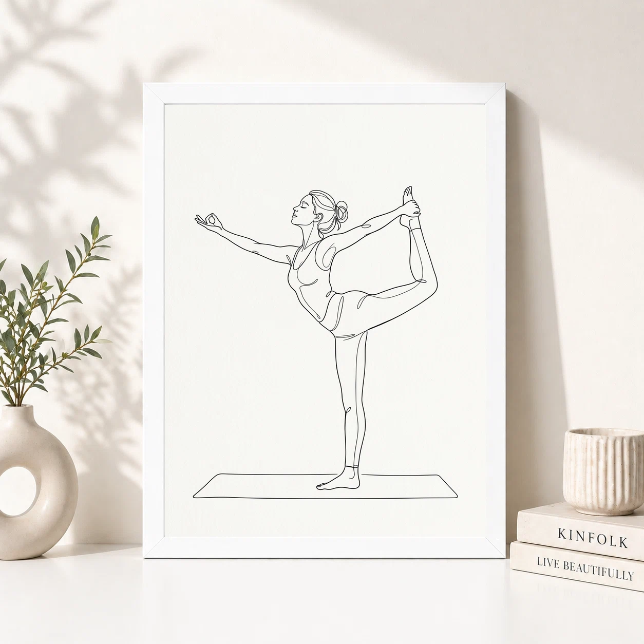 Line Art Yoga Pose Woman Graceful Asana Spiritual Art Photo Frame, view 2