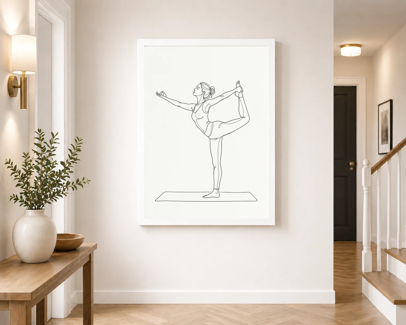 Line Art Yoga Pose Woman Graceful Asana Spiritual Art Photo Frame, view 4