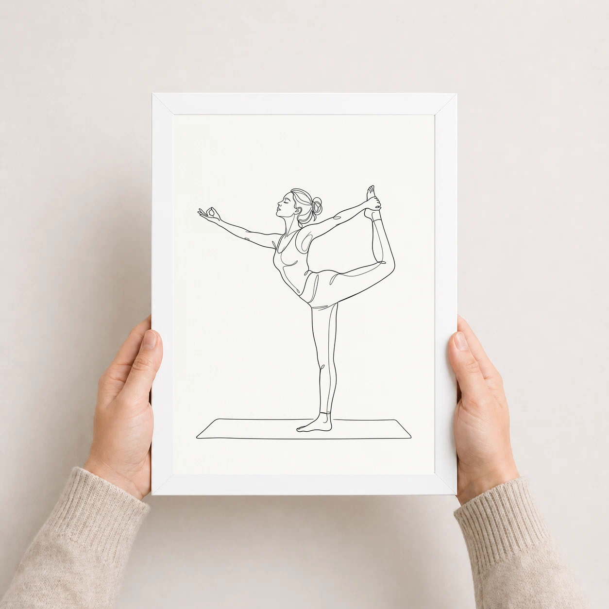 Line Art Yoga Pose Woman Graceful Asana Spiritual Art Photo Frame, view 5
