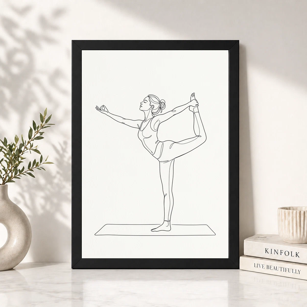 Line Art Yoga Pose Woman Graceful Asana Spiritual Art Photo Frame, view 6