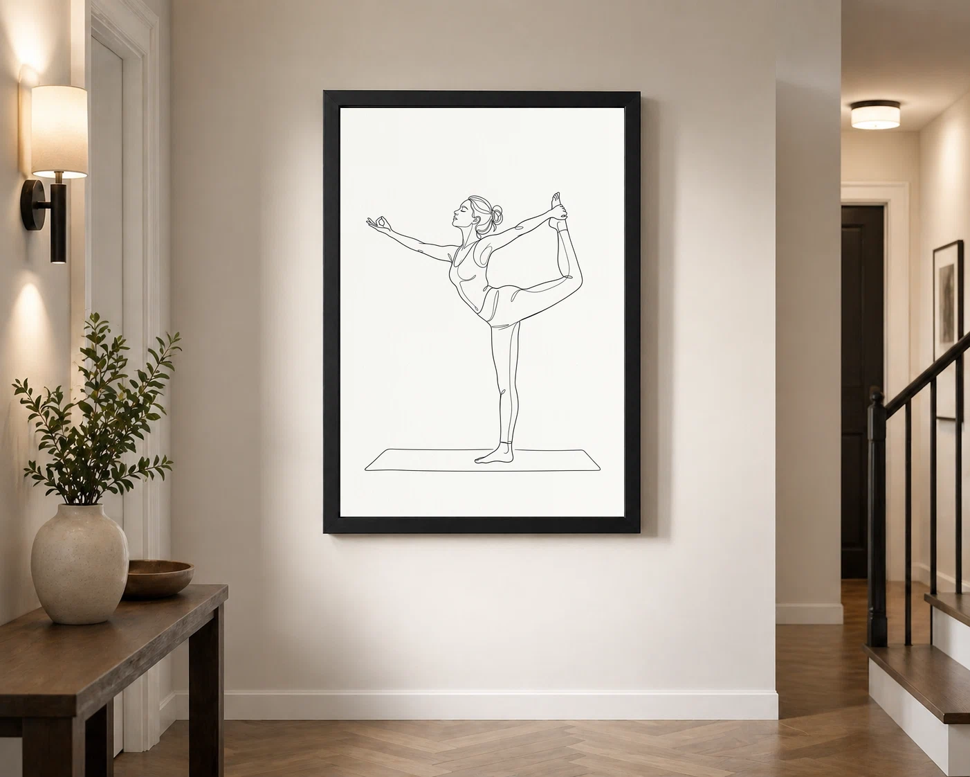 Line Art Yoga Pose Woman Graceful Asana Spiritual Art Photo Frame, view 7