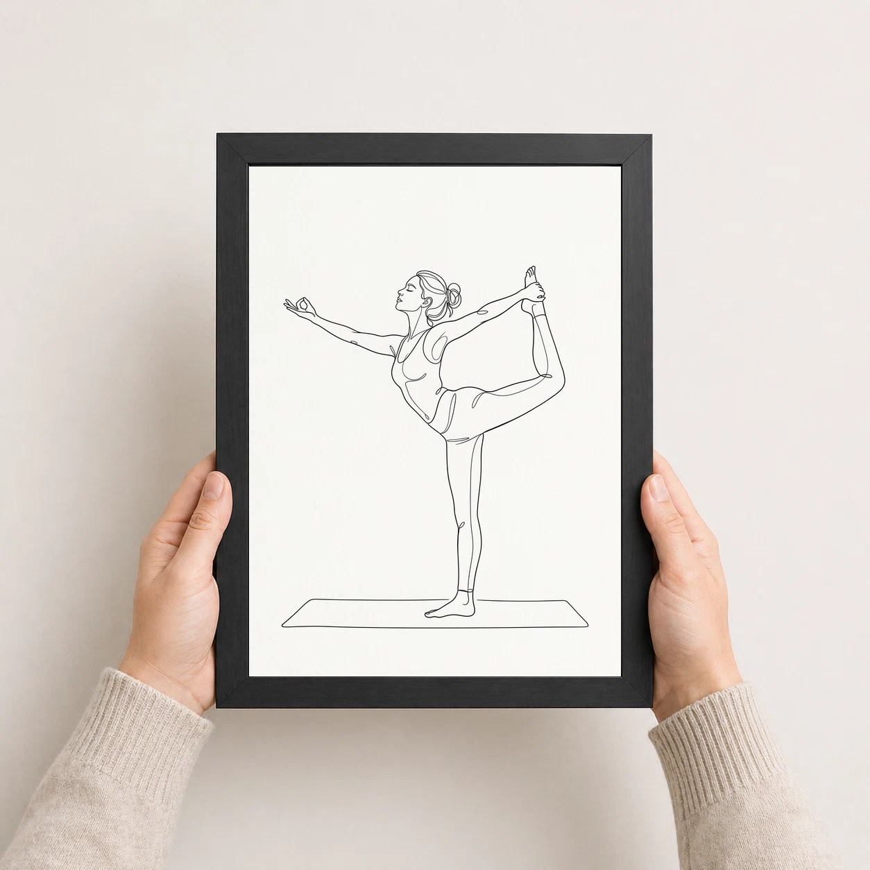 Line Art Yoga Pose Woman Graceful Asana Spiritual Art Photo Frame, view 8