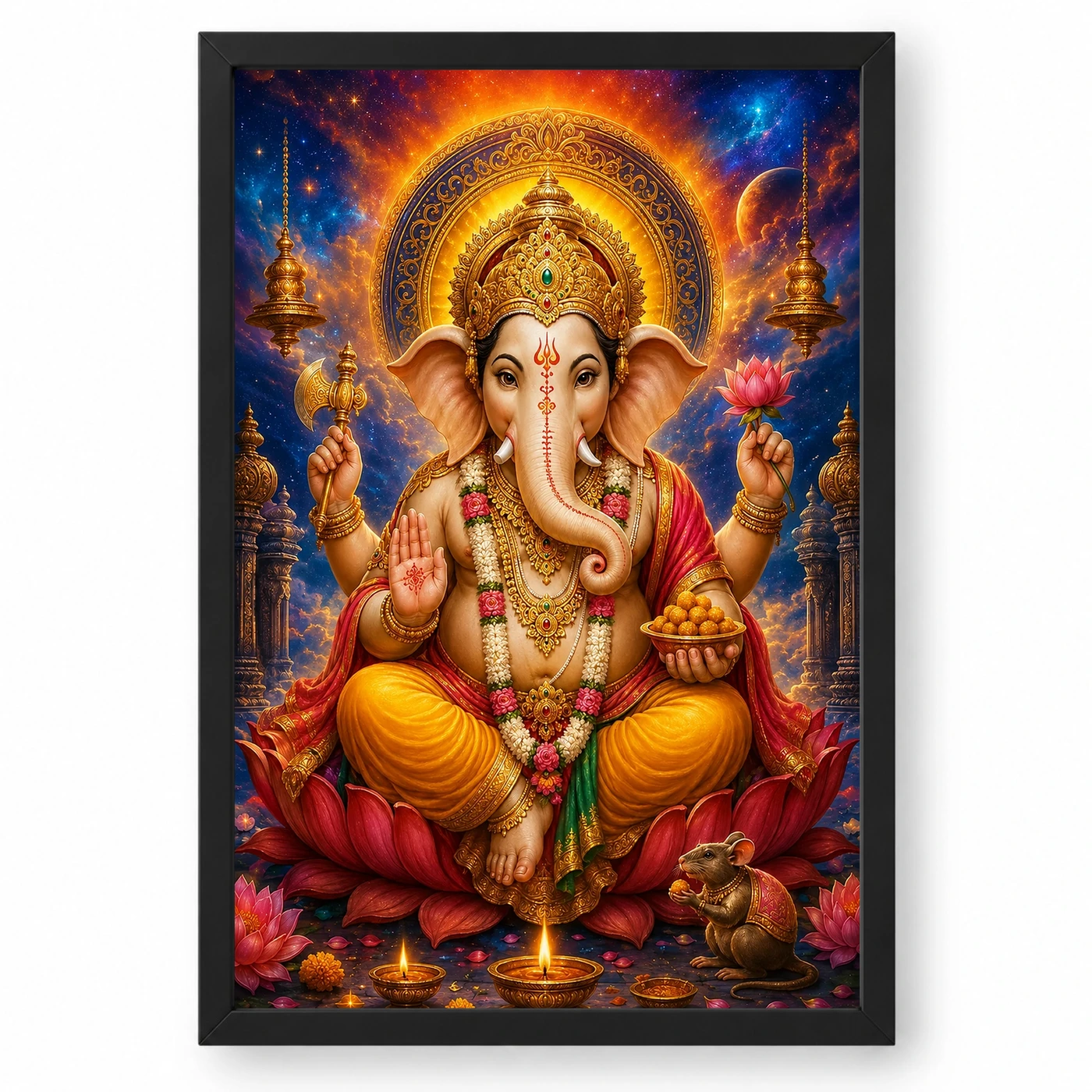 Lord Ganesha Cosmic Celestial Aura Photo Frame
