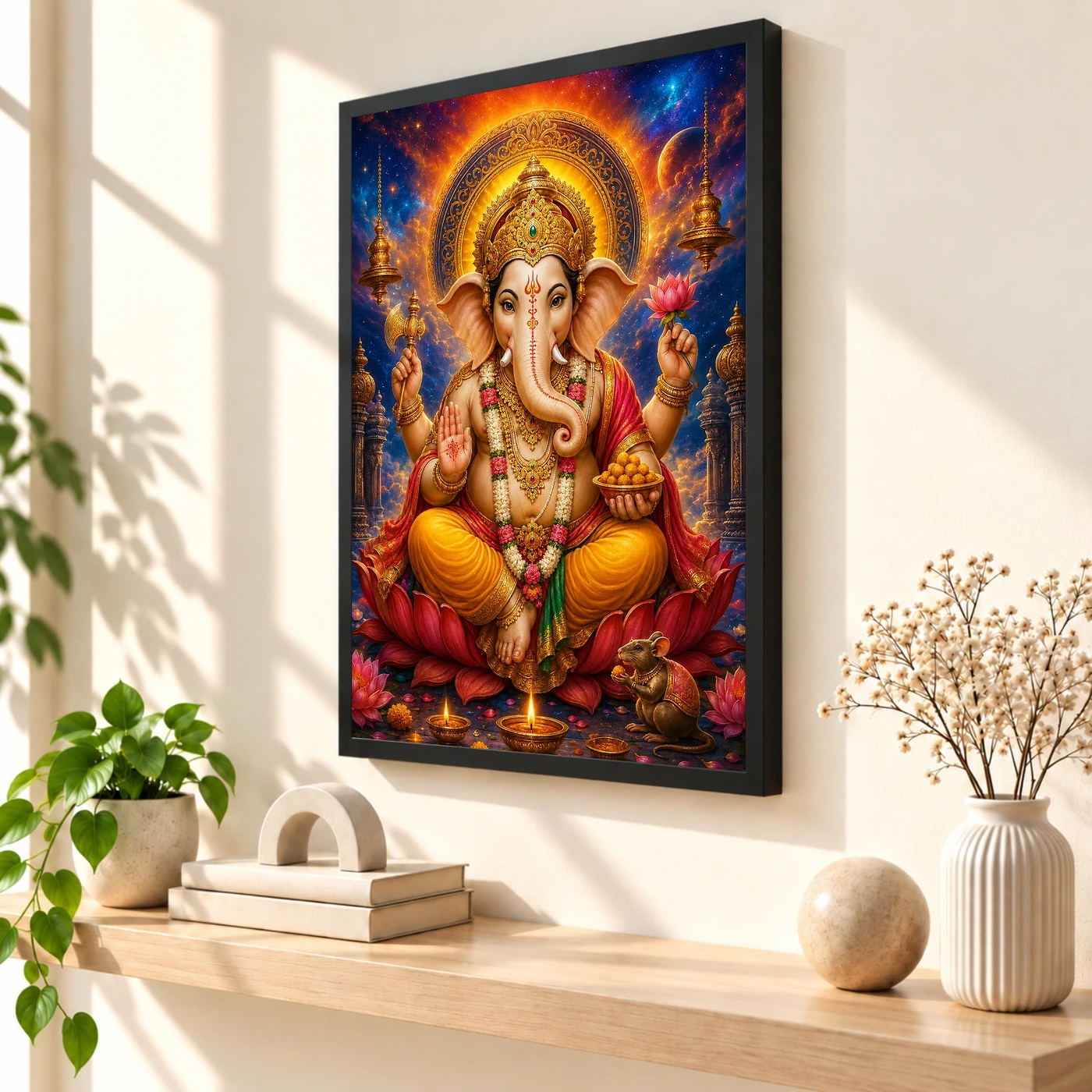 Lord Ganesha Cosmic Celestial Aura Photo Frame, view 2