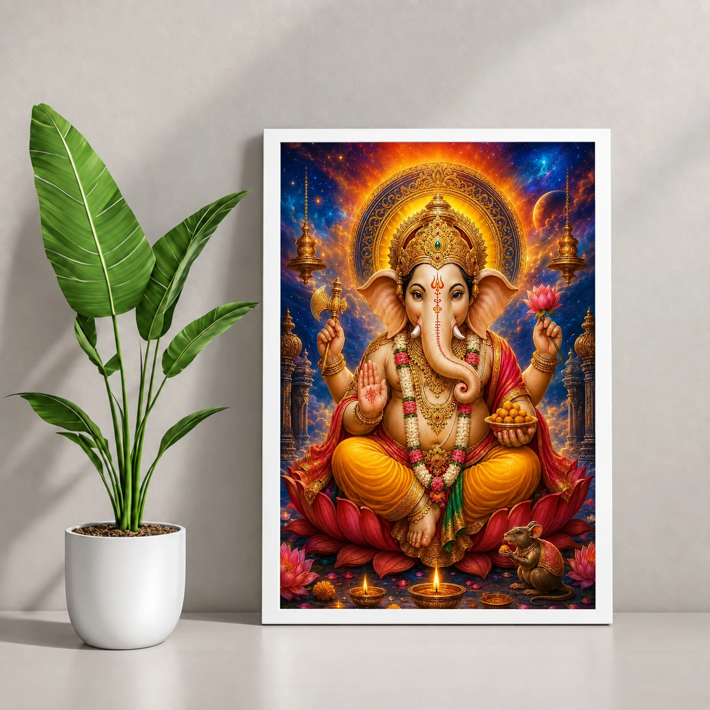Lord Ganesha Cosmic Celestial Aura Photo Frame, view 4