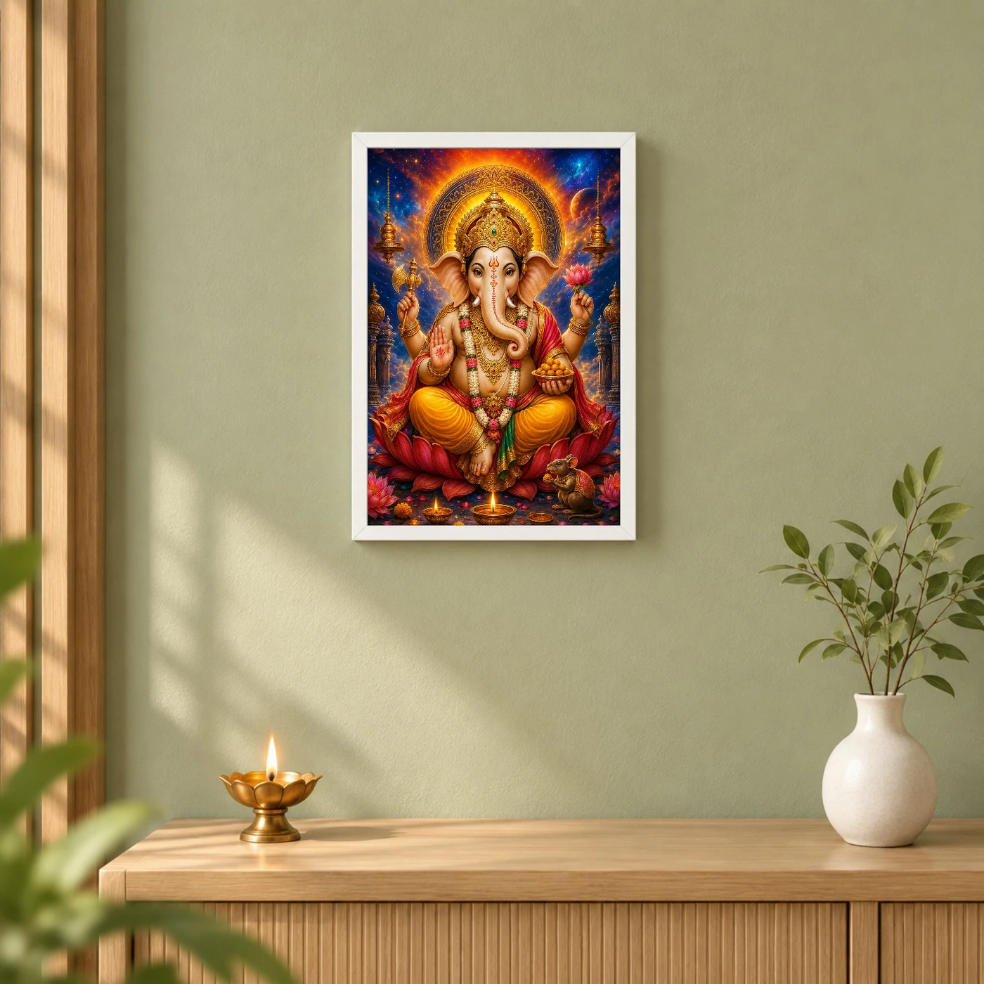 Lord Ganesha Cosmic Celestial Aura Photo Frame, view 6