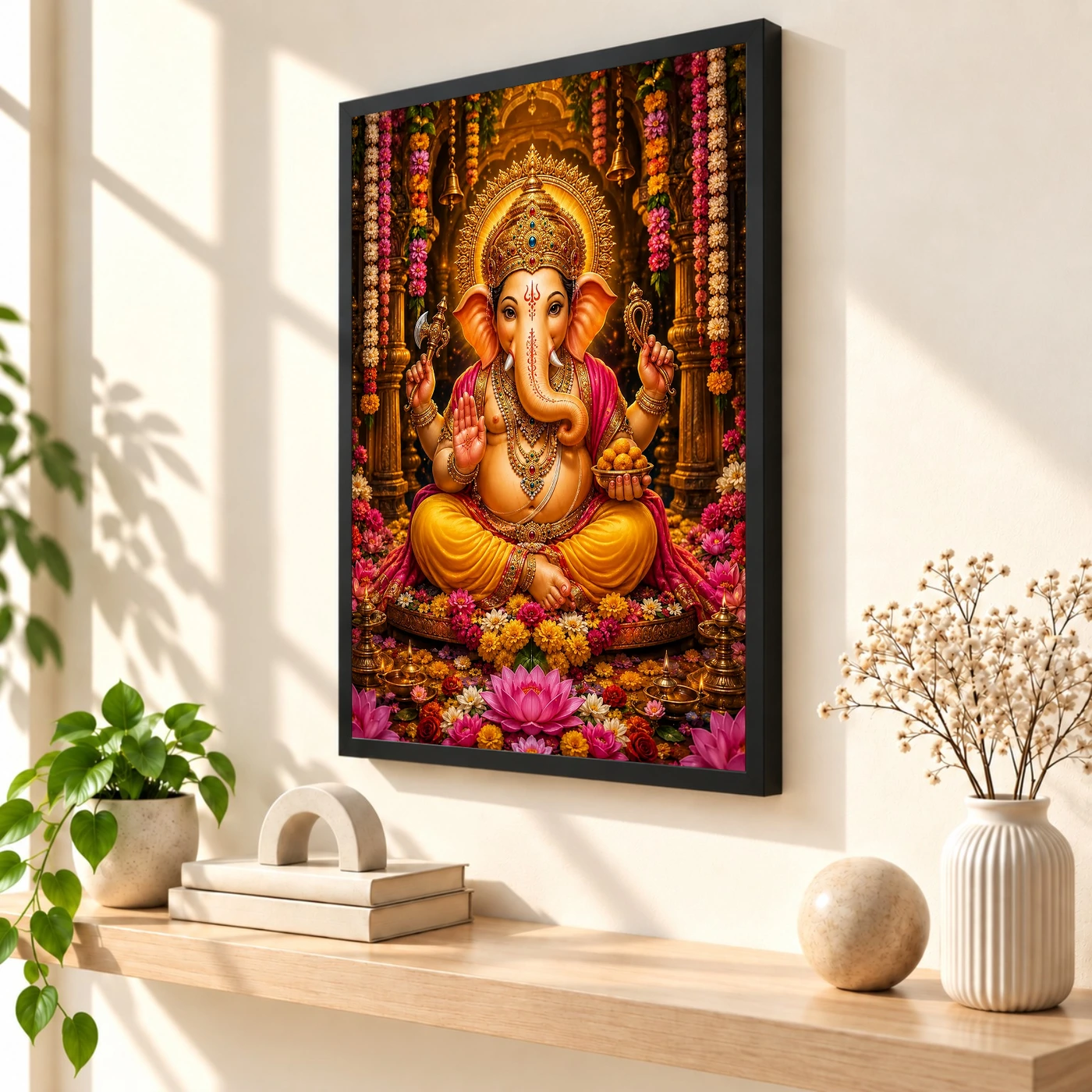 Lord Ganesha Grand Festival Flower Decoration Photo Frame, view 2