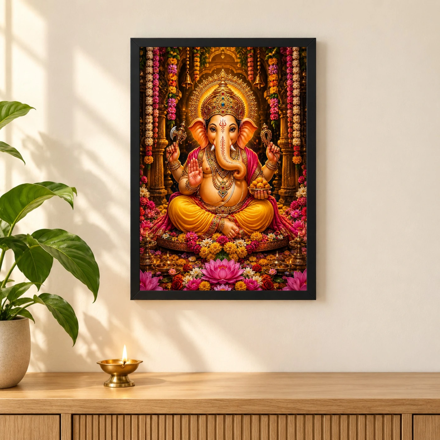 Lord Ganesha Grand Festival Flower Decoration Photo Frame, view 3