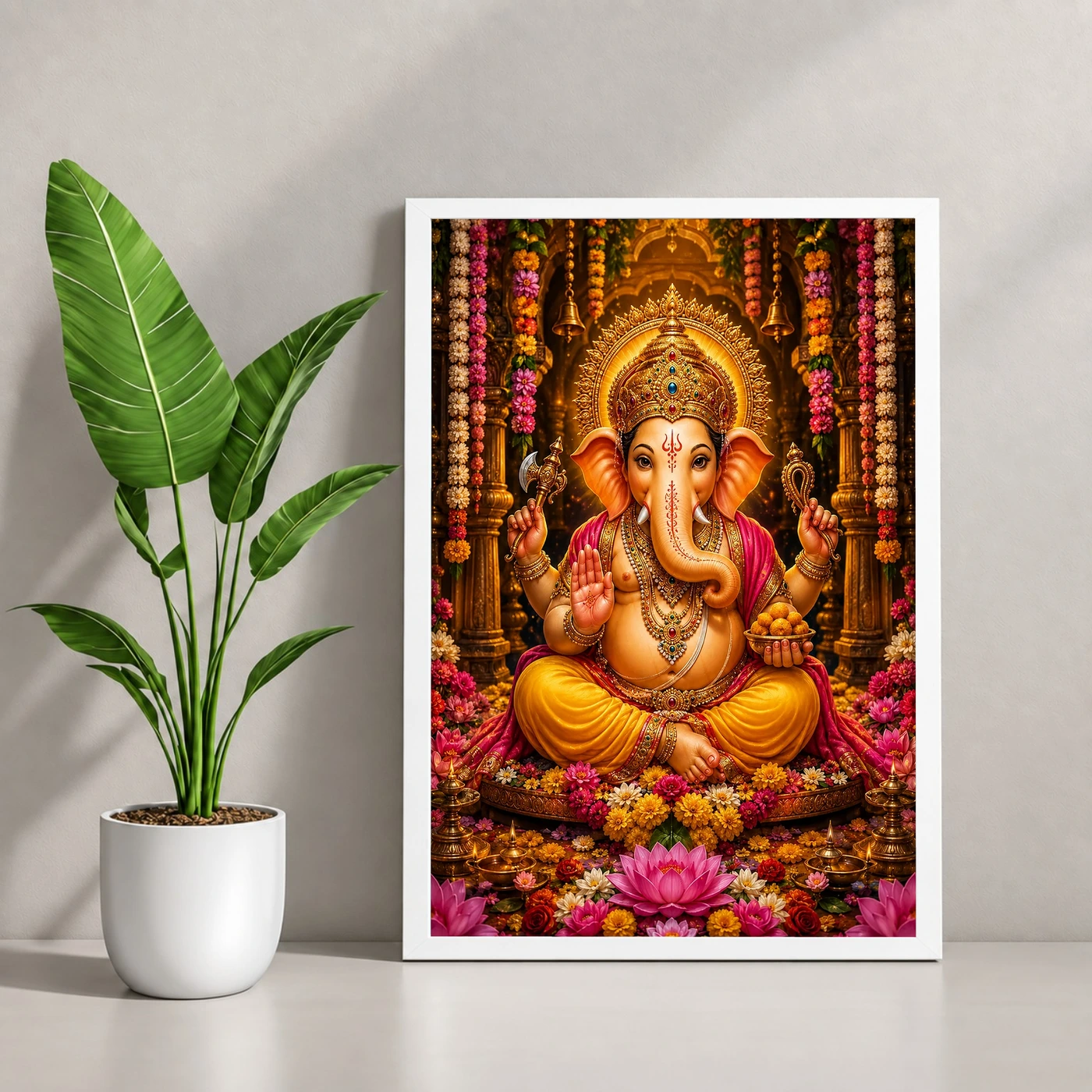 Lord Ganesha Grand Festival Flower Decoration Photo Frame, view 4