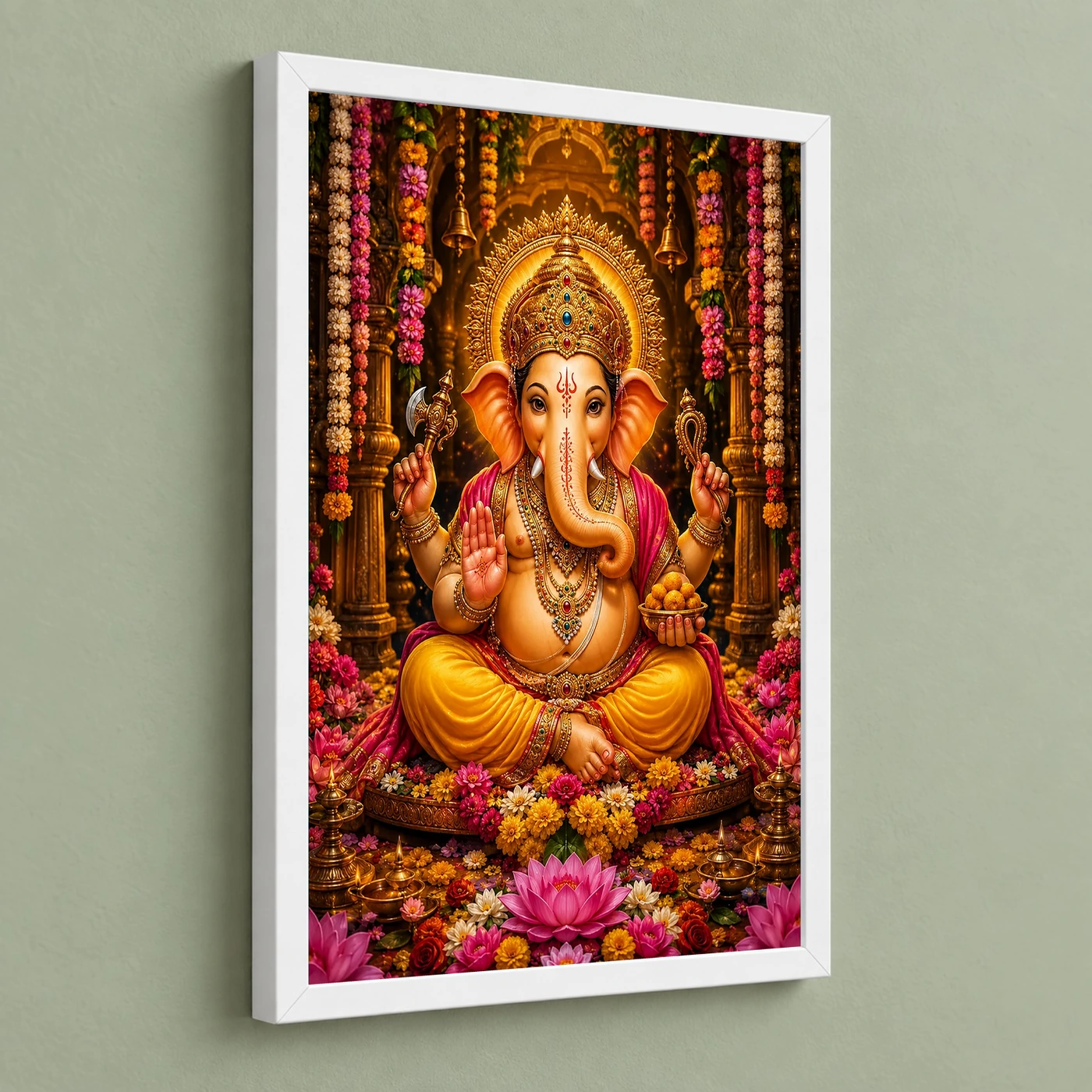 Lord Ganesha Grand Festival Flower Decoration Photo Frame, view 5