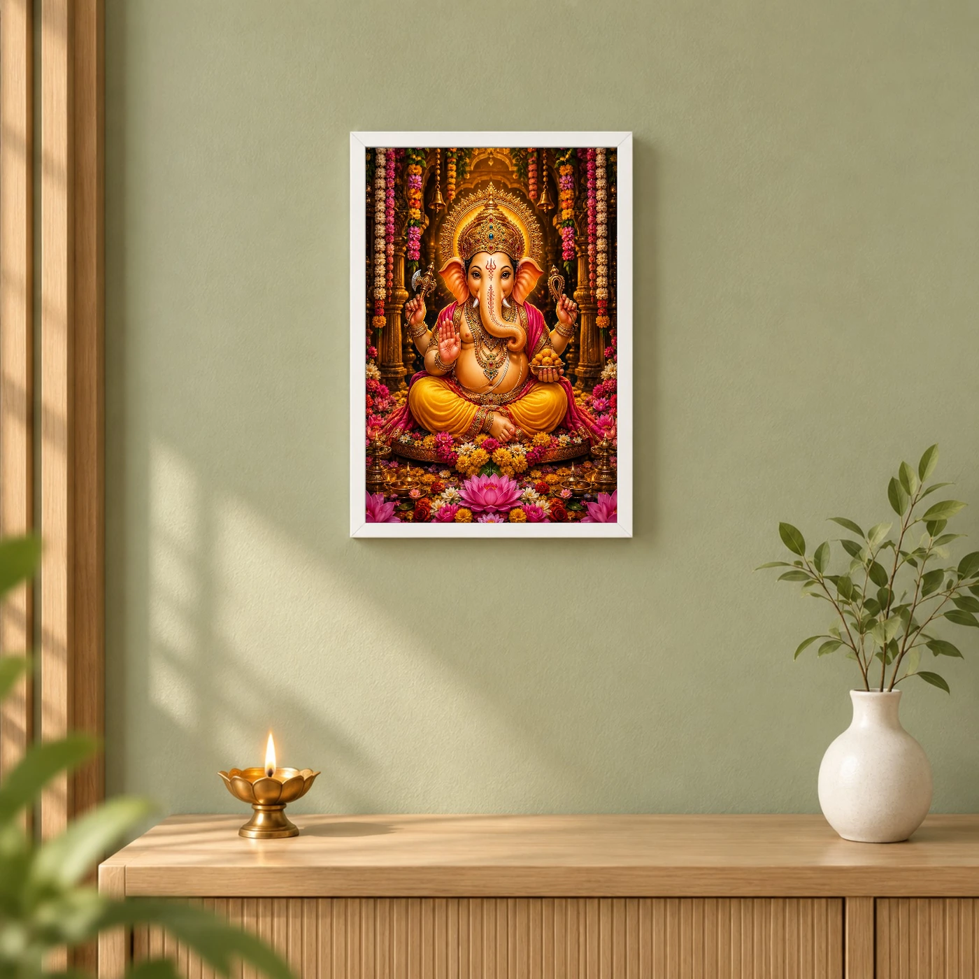Lord Ganesha Grand Festival Flower Decoration Photo Frame, view 6