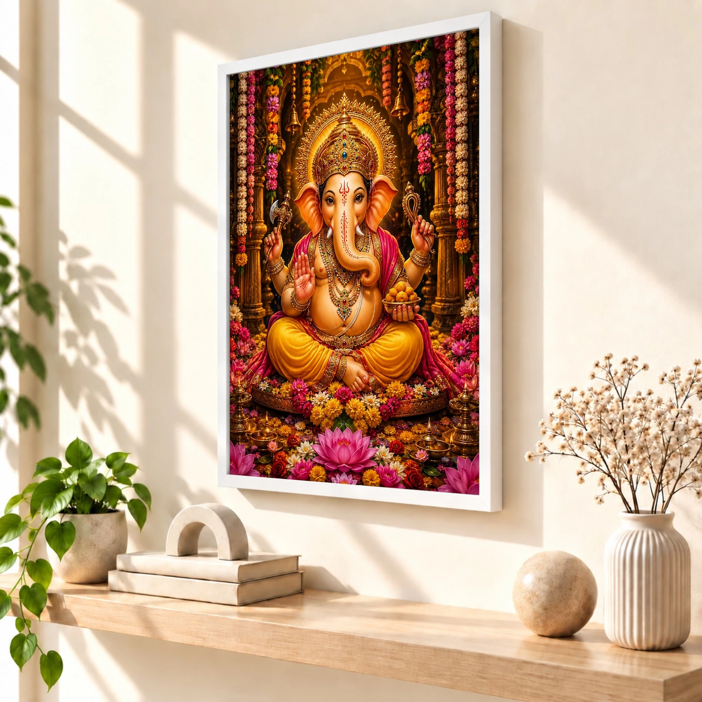 Lord Ganesha Grand Festival Flower Decoration Photo Frame, view 7