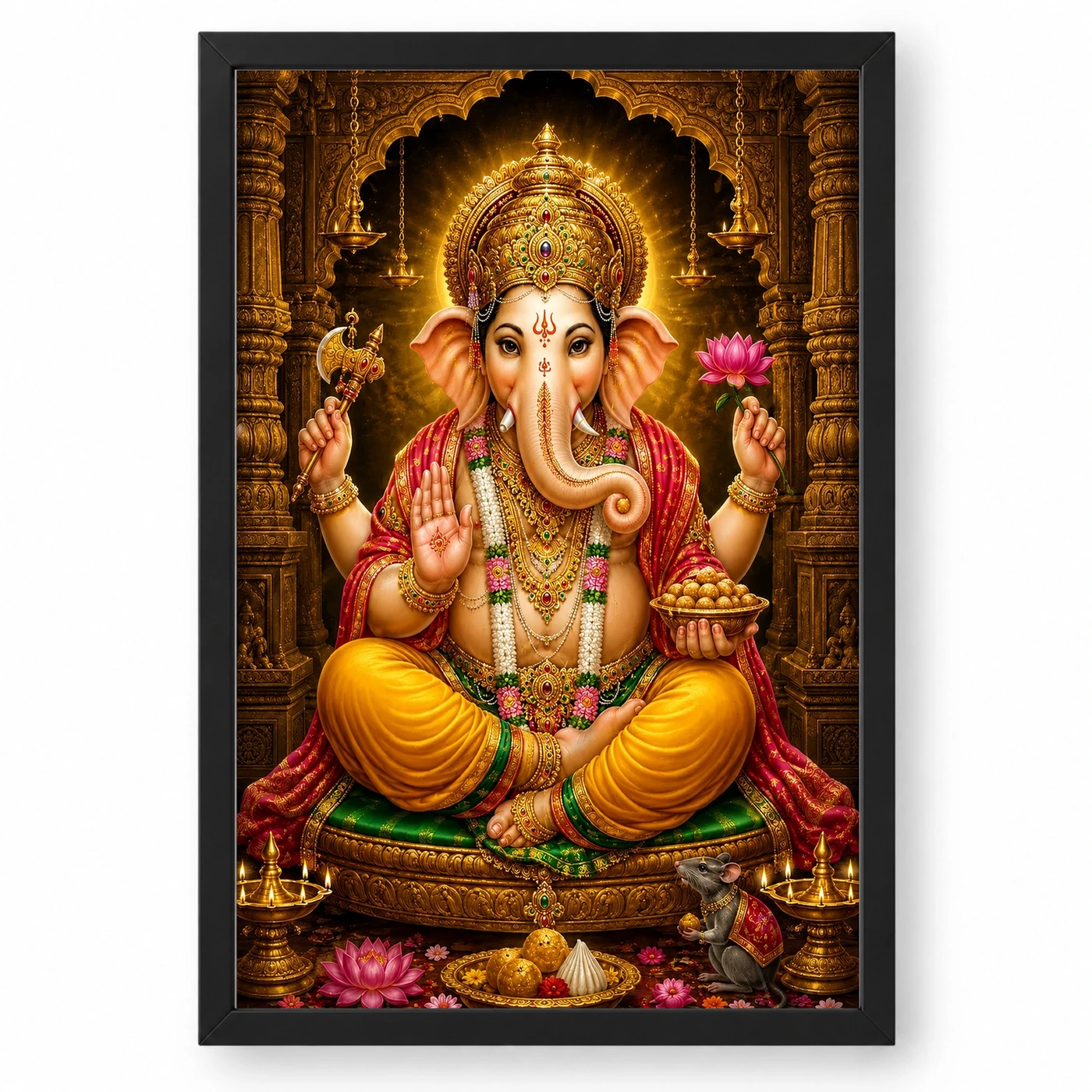 Lord Ganesha Heritage Temple Architecture Backdrop Photo Frame