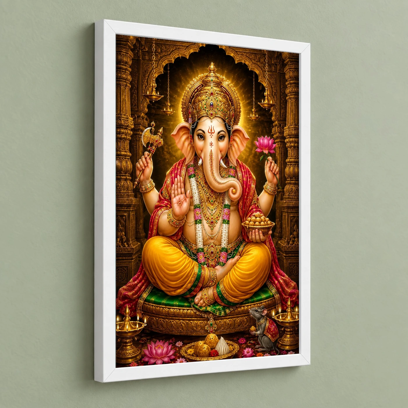 Lord Ganesha Heritage Temple Architecture Backdrop Photo Frame, view 5