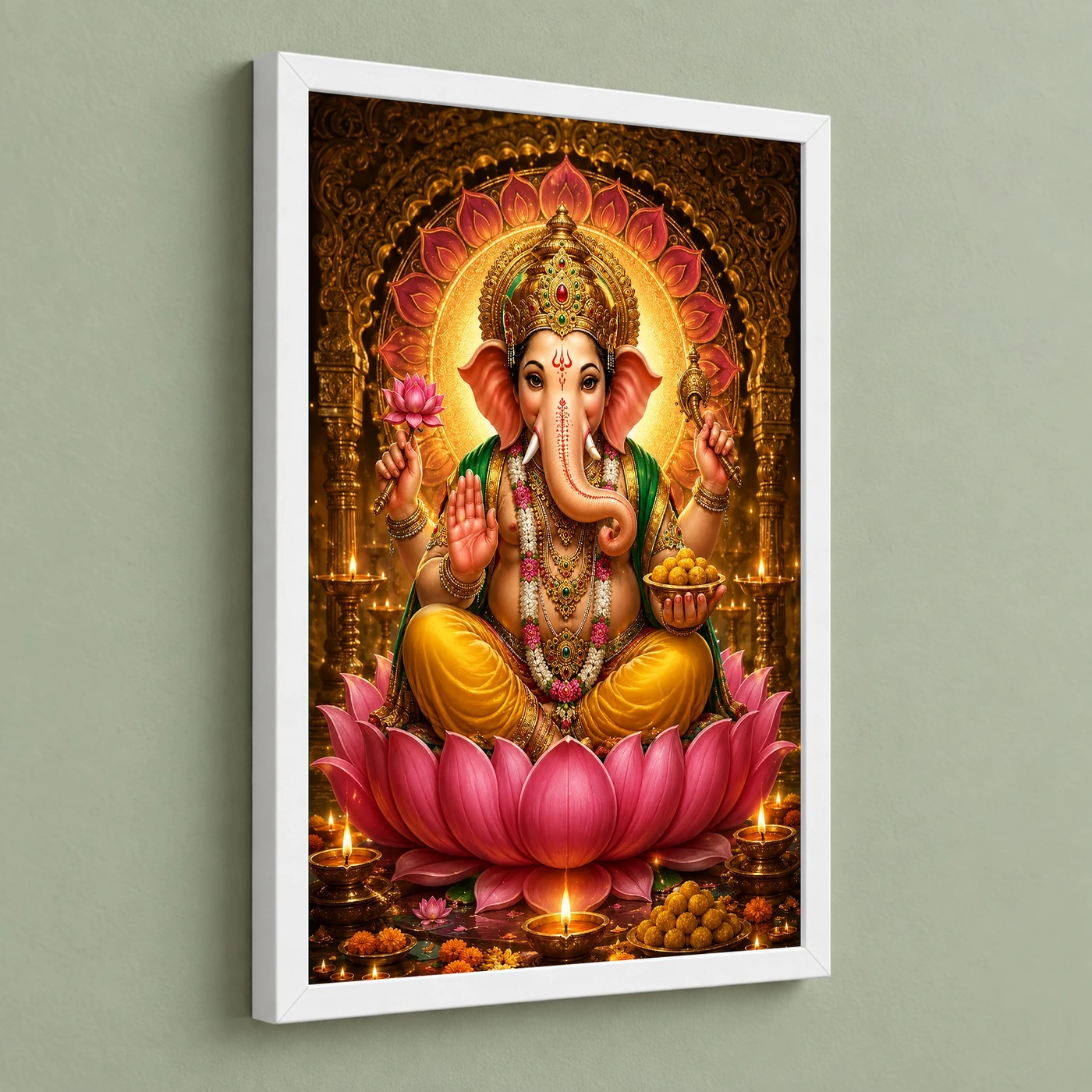 Lord Ganesha Lotus And Diya Radiance Photo Frame, view 5