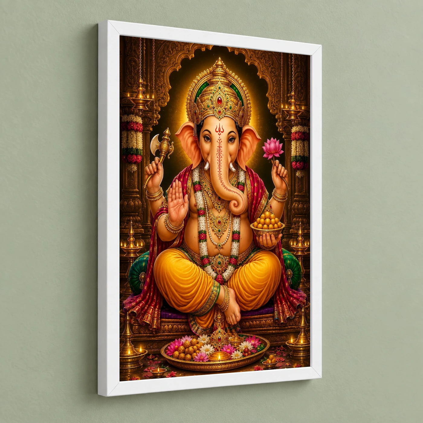 Lord Ganesha Peaceful Home Mandir Composition Photo Frame, view 5
